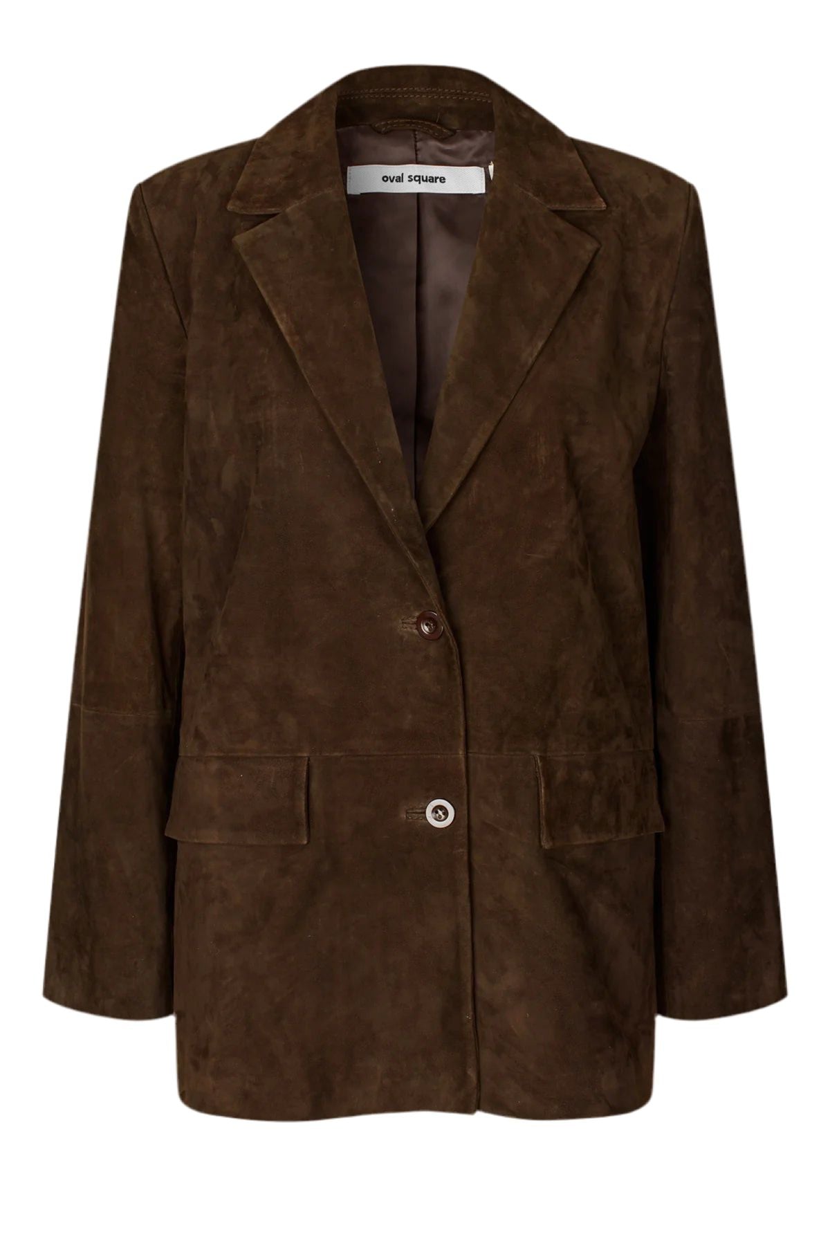 BELLA SUEDE BLAZER IN BROWN BLAZER OVAL SQUARE 