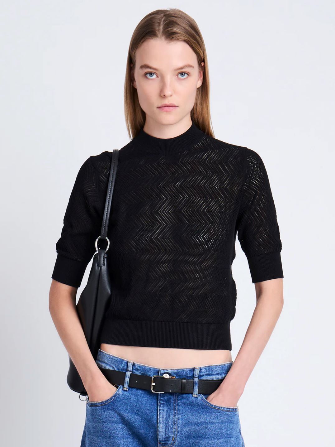 NICOLA SWEATER IN ZIG ZAG POINTELLE KNITWEAR PROENZA SCHOULER 