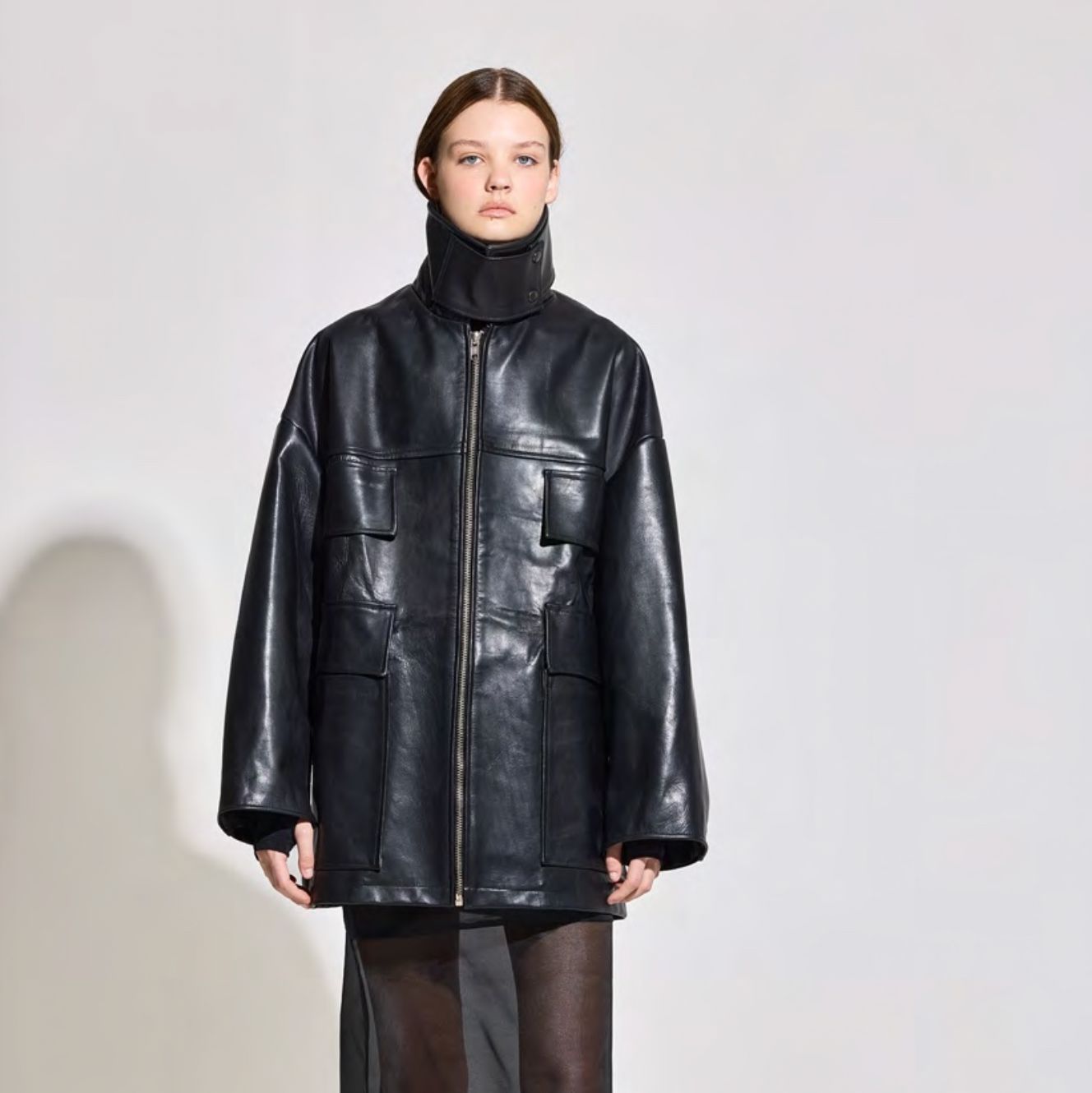LEATHER PARKA JACKET JACKET STUDIO CUT 