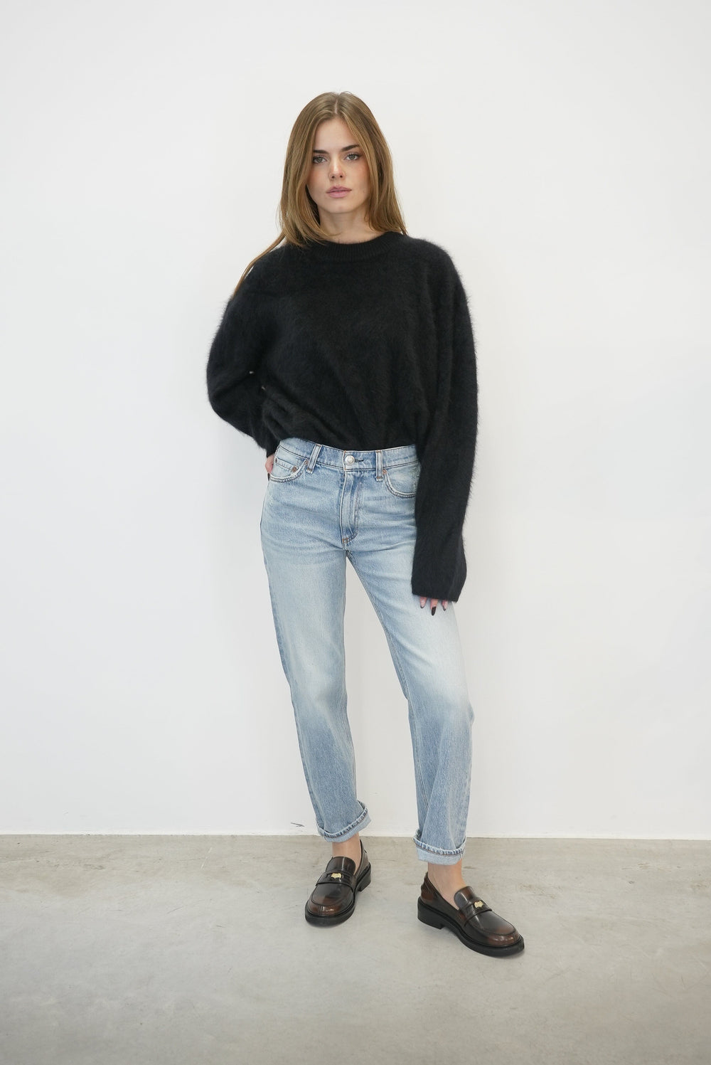 THE NATALIA SWEATER BRUSHED IN BLACK KNIT LISA YANG 