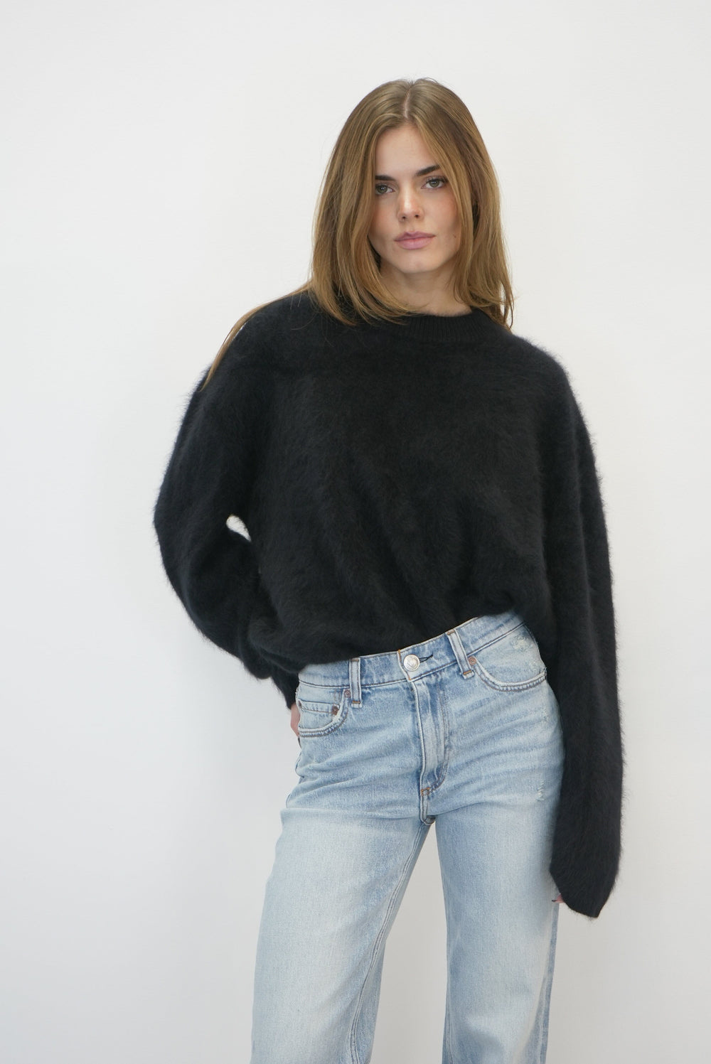 THE NATALIA SWEATER BRUSHED IN BLACK KNIT LISA YANG 