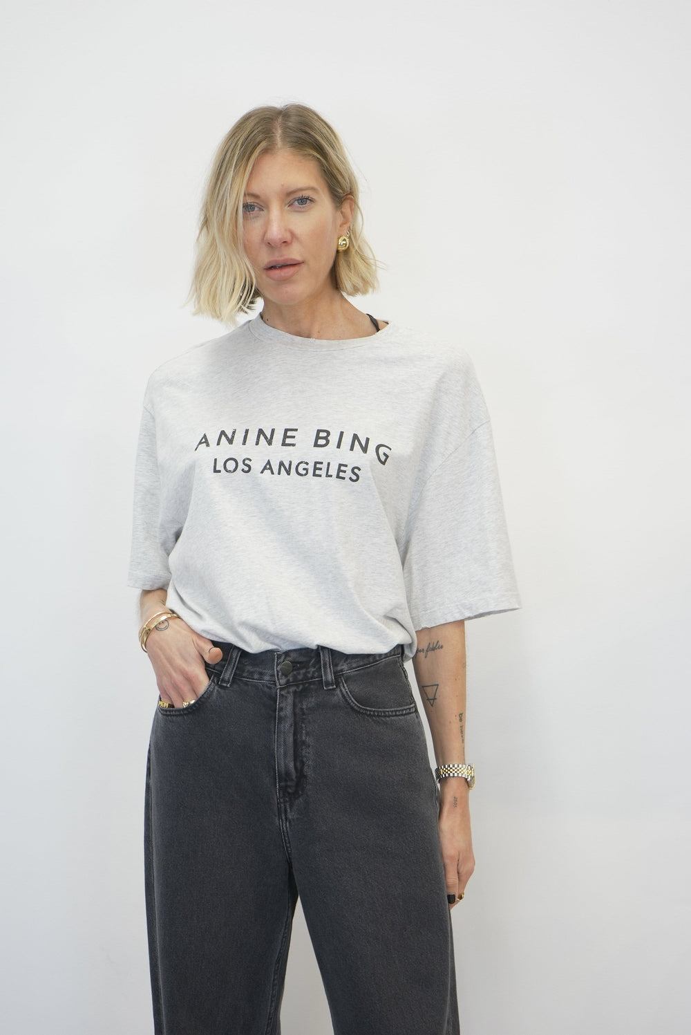 MYERS TEE IN HEATHER GREY T-SHIRT ANINE BING 