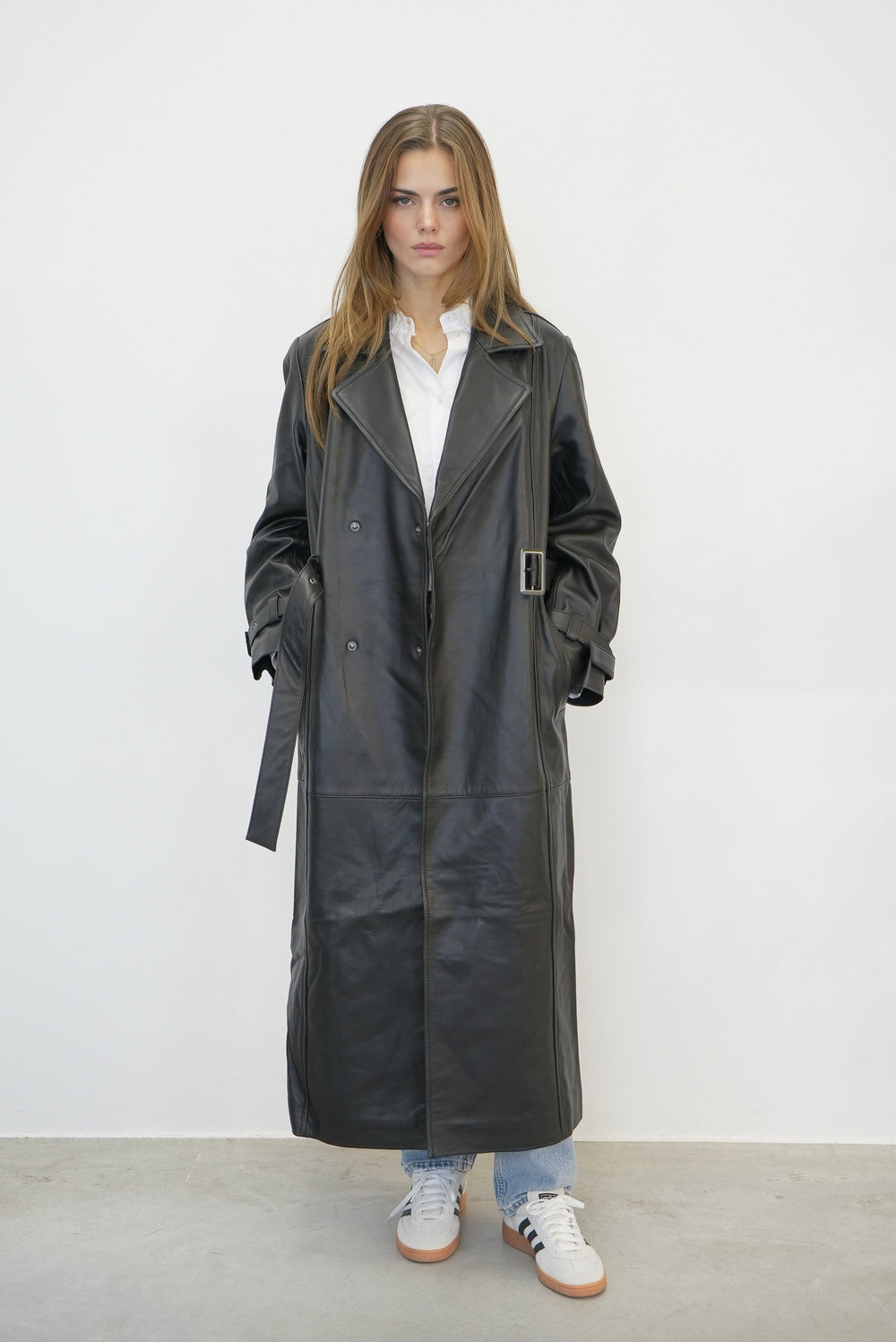 ROADIE LEATHER COAT TRENCH OVAL SQUARE 