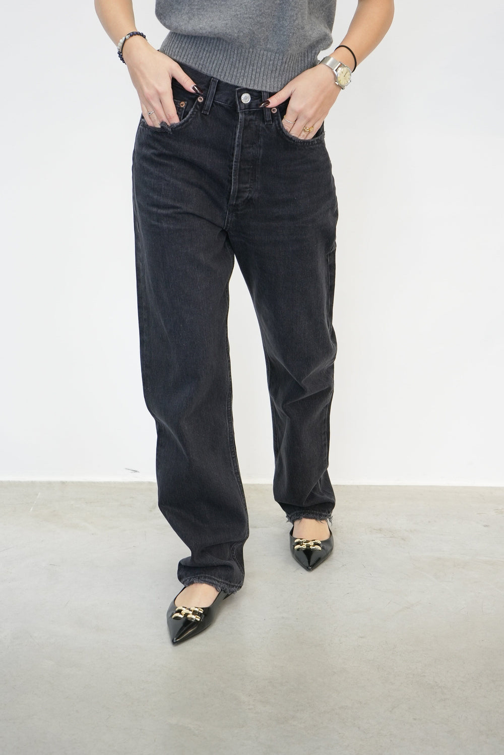 90S CROP JEANS IN TAR JEANS AGOLDE 