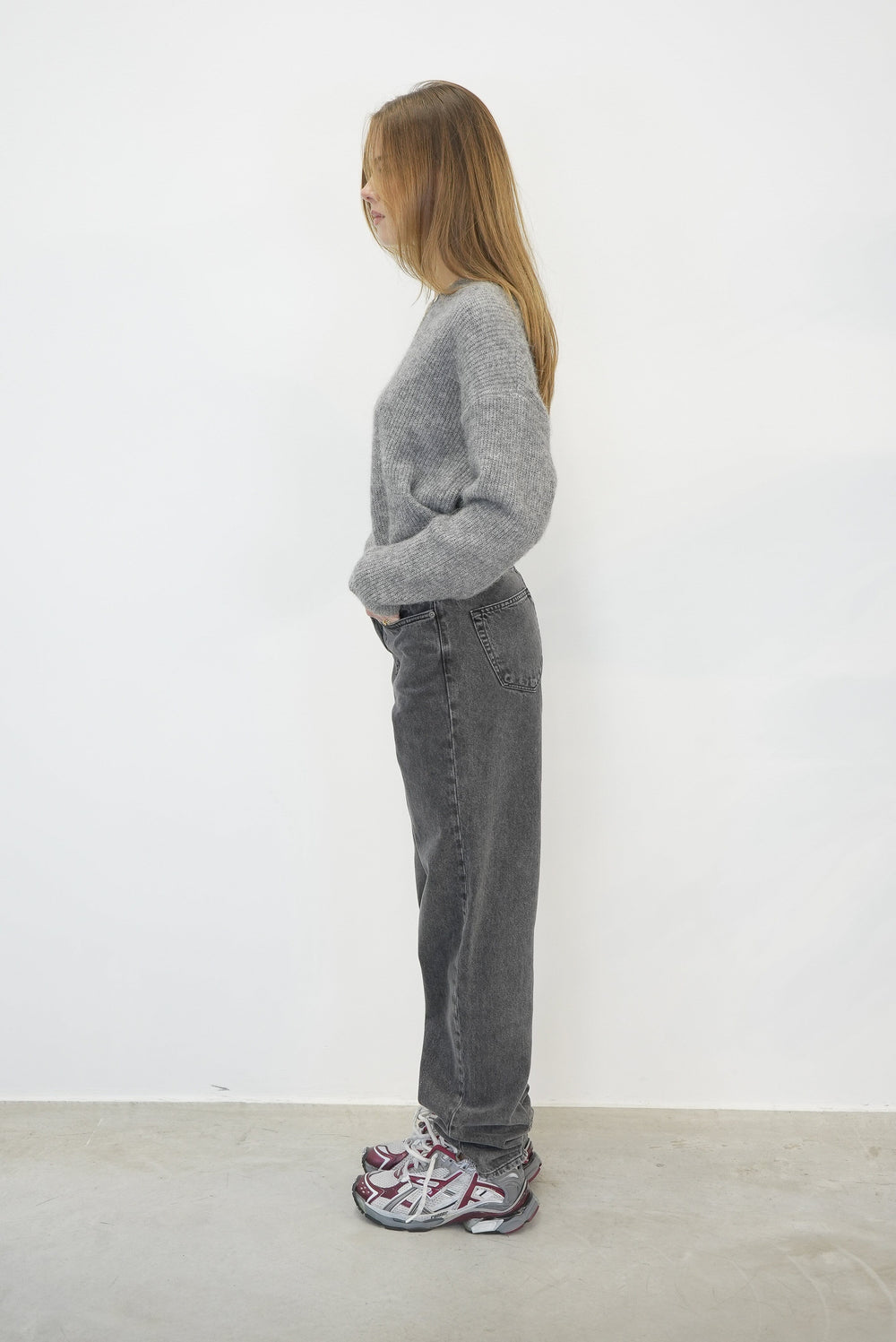 ALPHA V-NECK WOOL PULLOVER IN GREY KNIT GESTUZ 