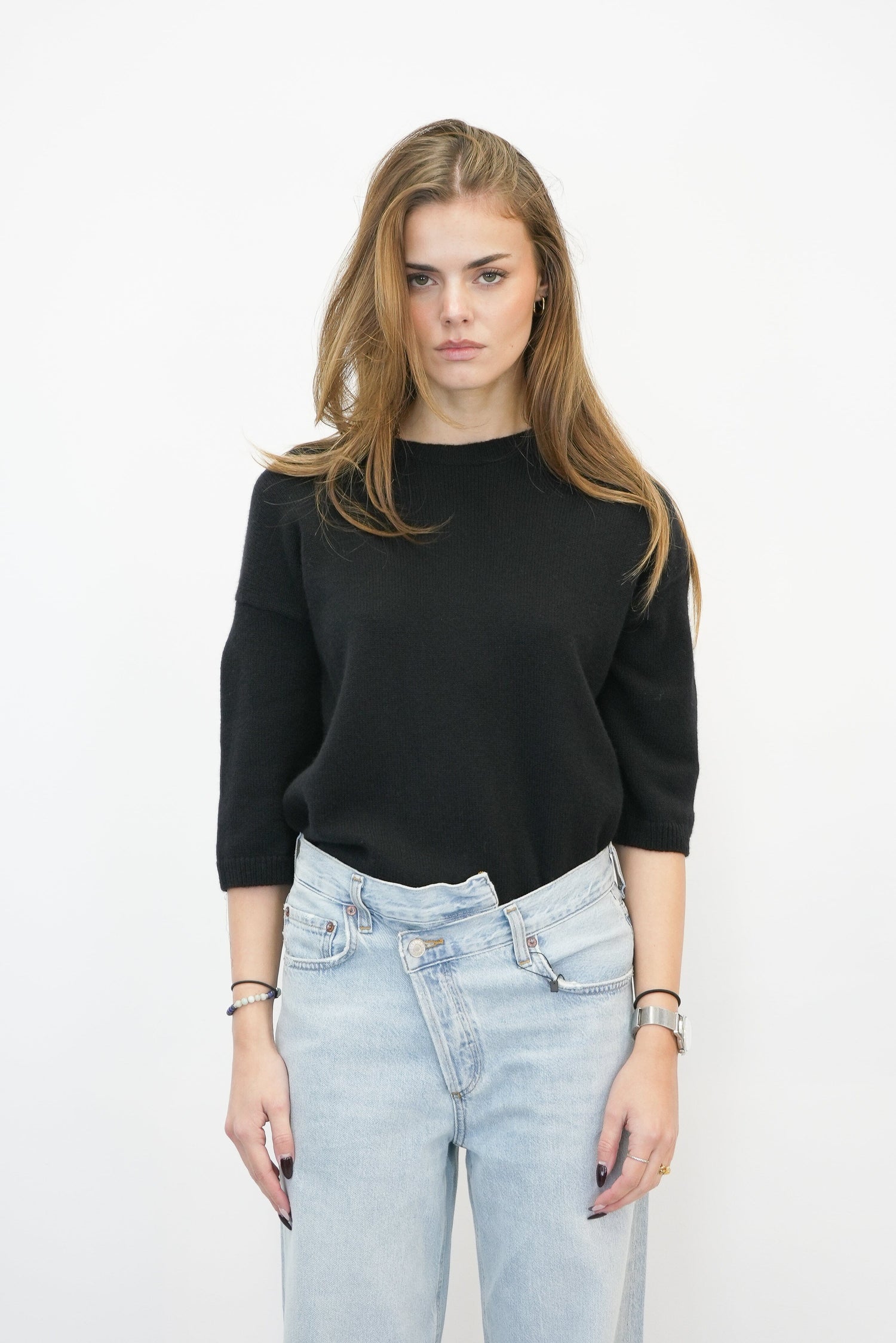 CAMILLE SWEATER IN BLACK KNIT LISA YANG 