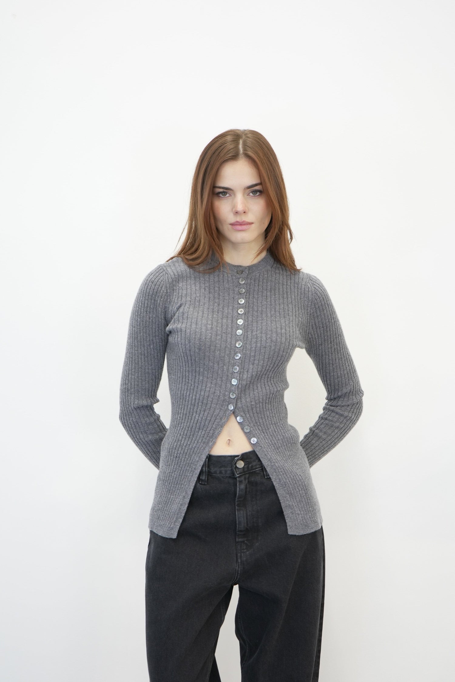 ELONGATED RIB CARDIGAN KNIT ROHE 