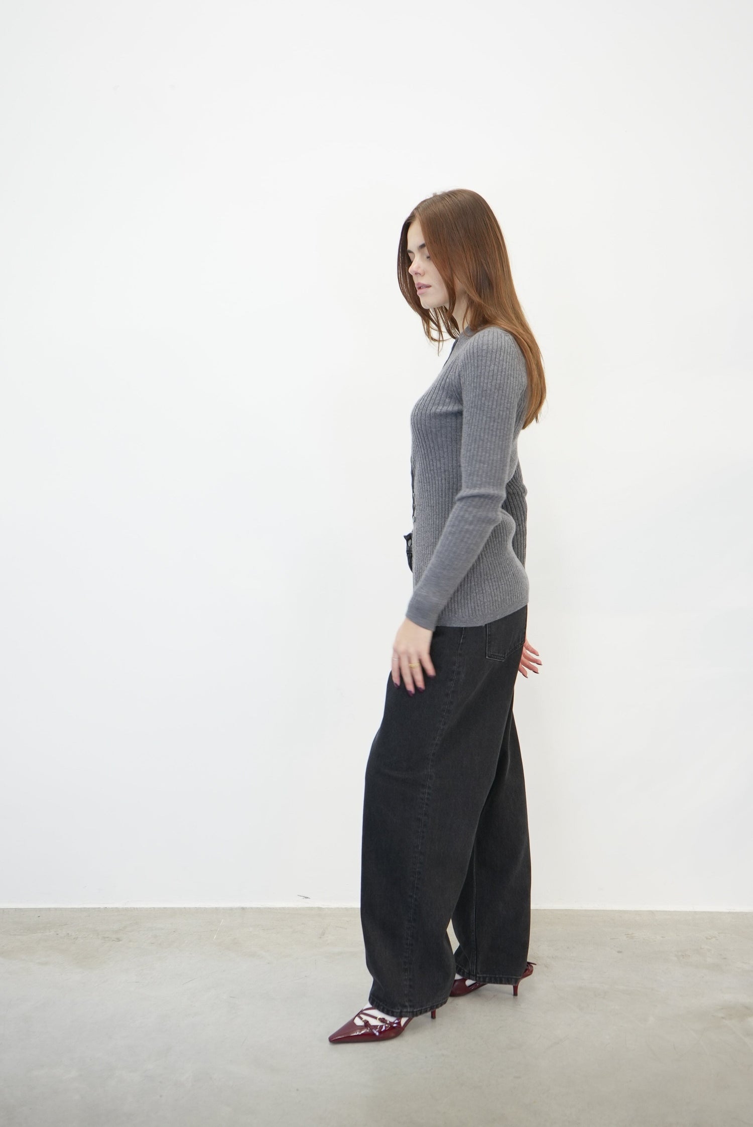 ELONGATED RIB CARDIGAN KNIT ROHE 