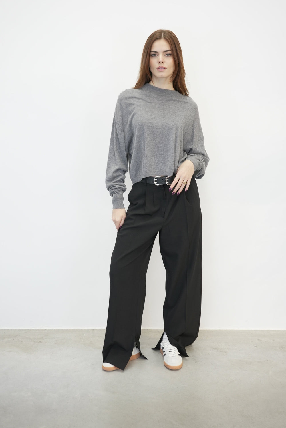 LYA PULLOVER IN DARK GREY KNIT IRO 