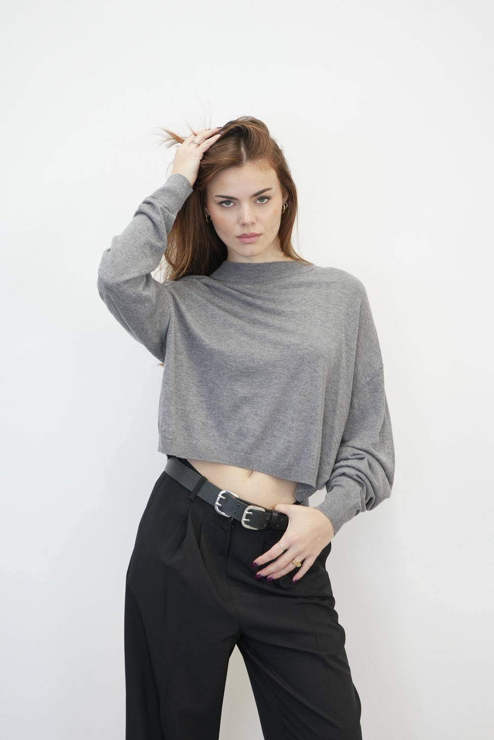 LYA PULLOVER IN DARK GREY KNIT IRO 