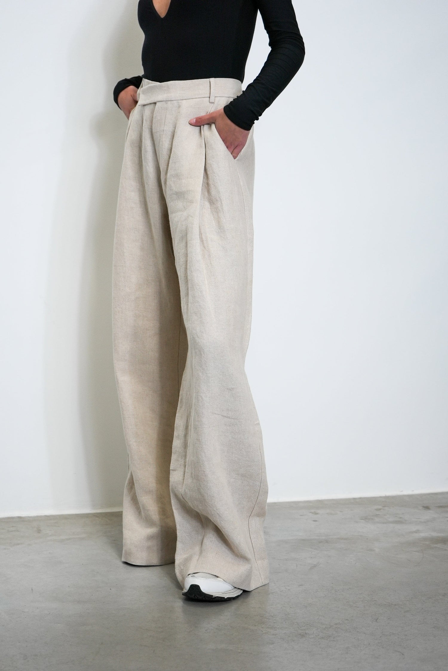 LINEN OVERLAP WAIST TROUSERS PANTS ST AGNI 