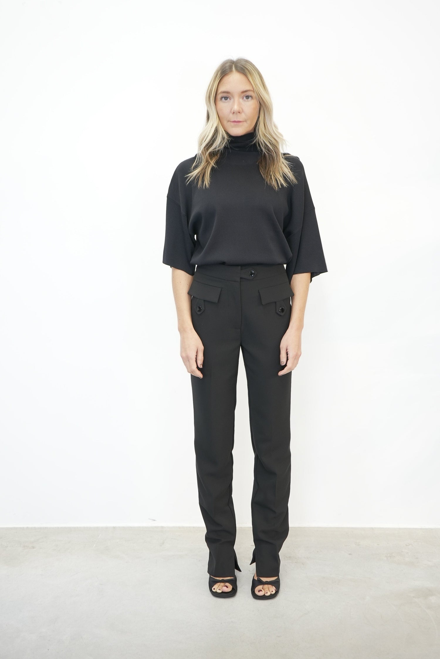 BLACK SUITING TROUSERS PANT GANNI 