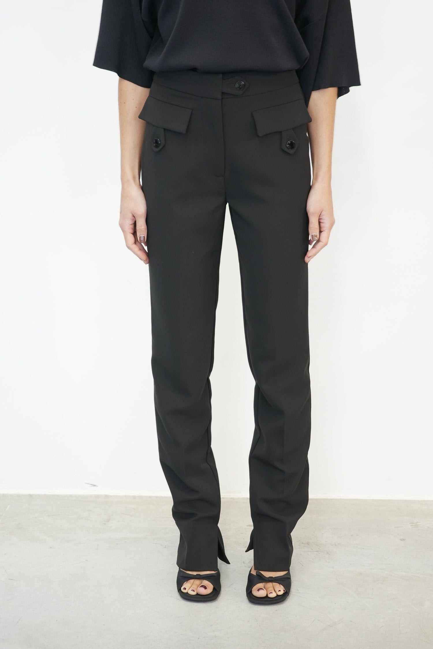 BLACK SUITING TROUSERS PANT GANNI 