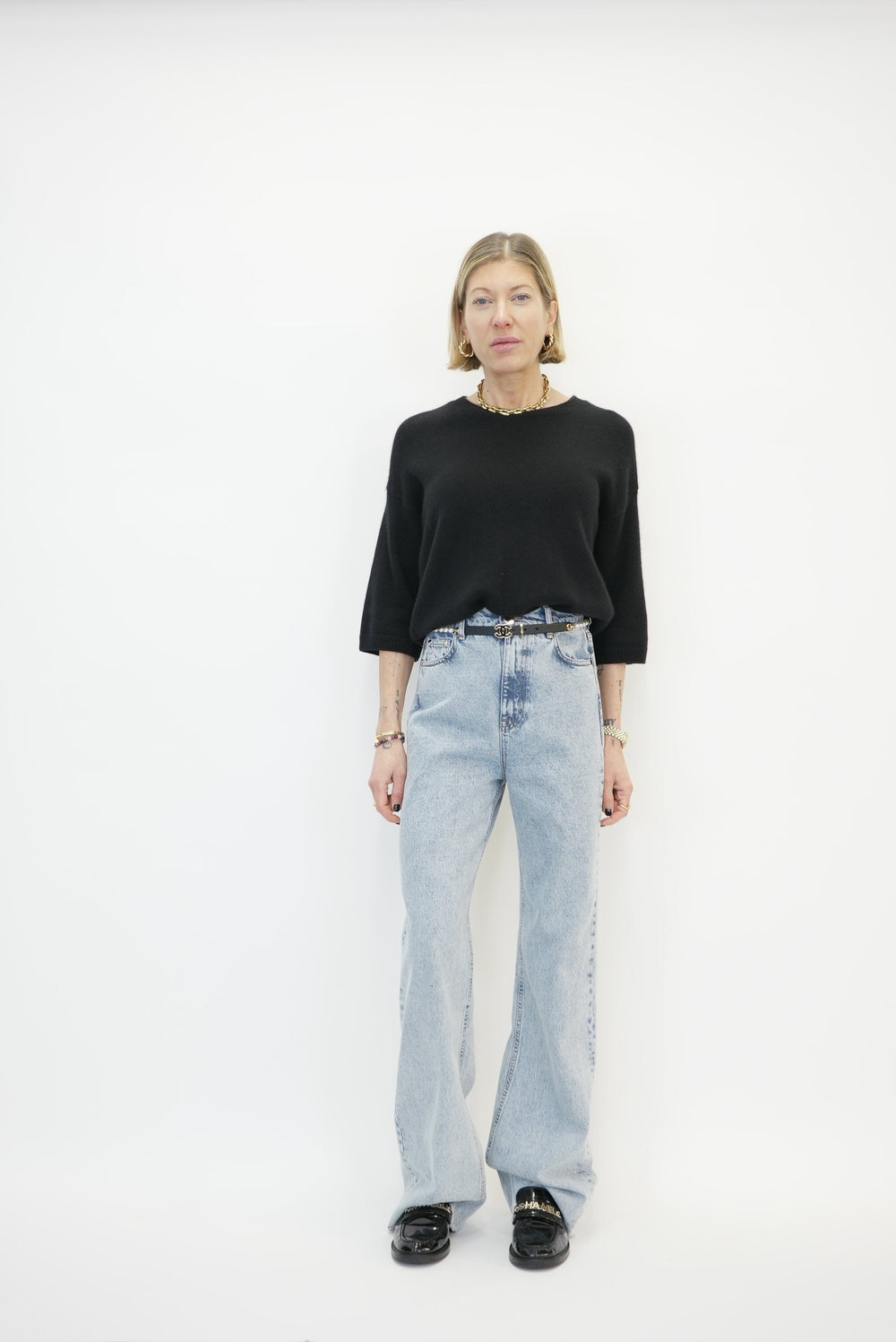 CAMILLE SWEATER IN BLACK KNIT LISA YANG 