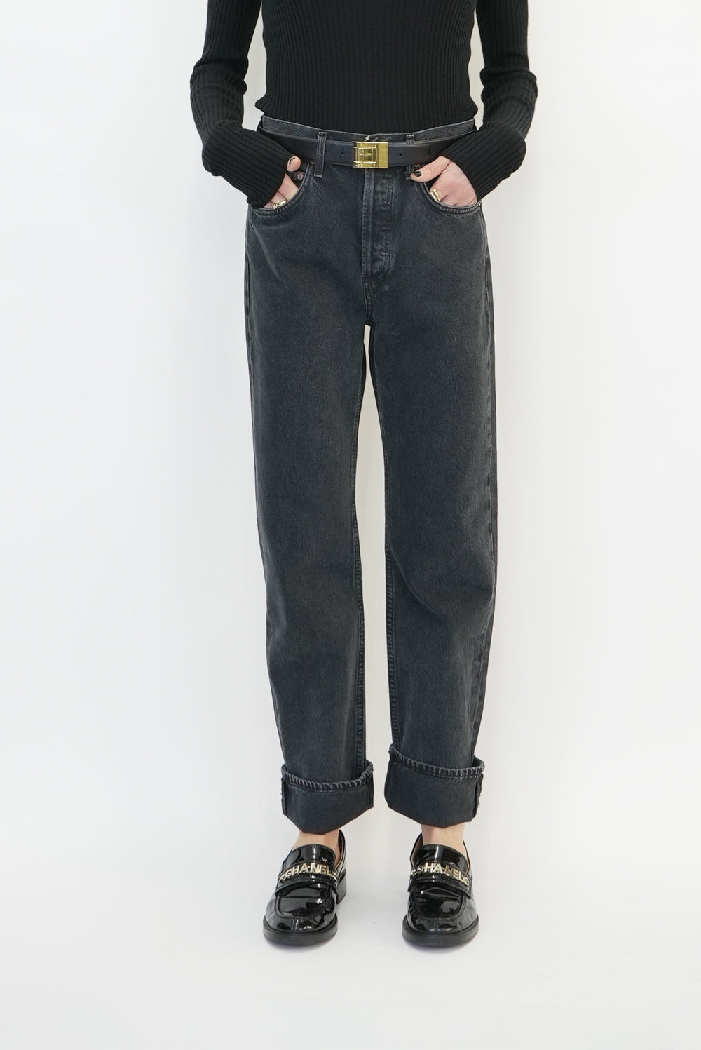 FRAN EASY STRAIGHT JEANS IN BLACK TEA JEANS AGOLDE 