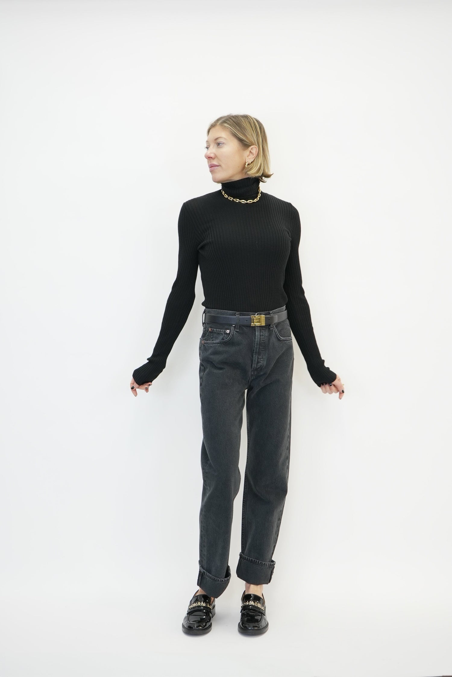 FRAN EASY STRAIGHT JEANS IN BLACK TEA JEANS AGOLDE 