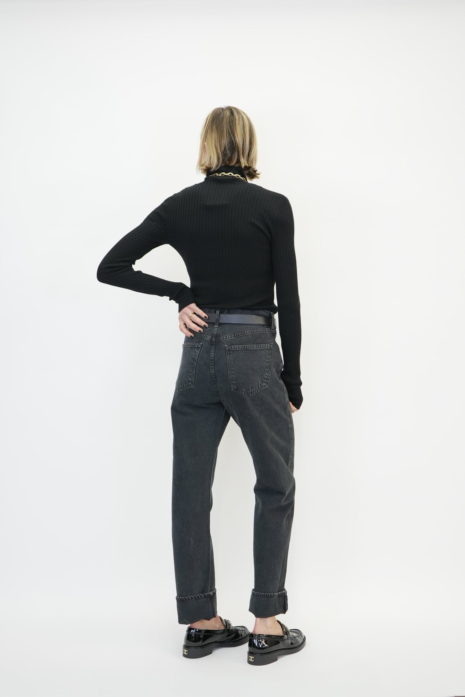 FRAN EASY STRAIGHT JEANS IN BLACK TEA JEANS AGOLDE 