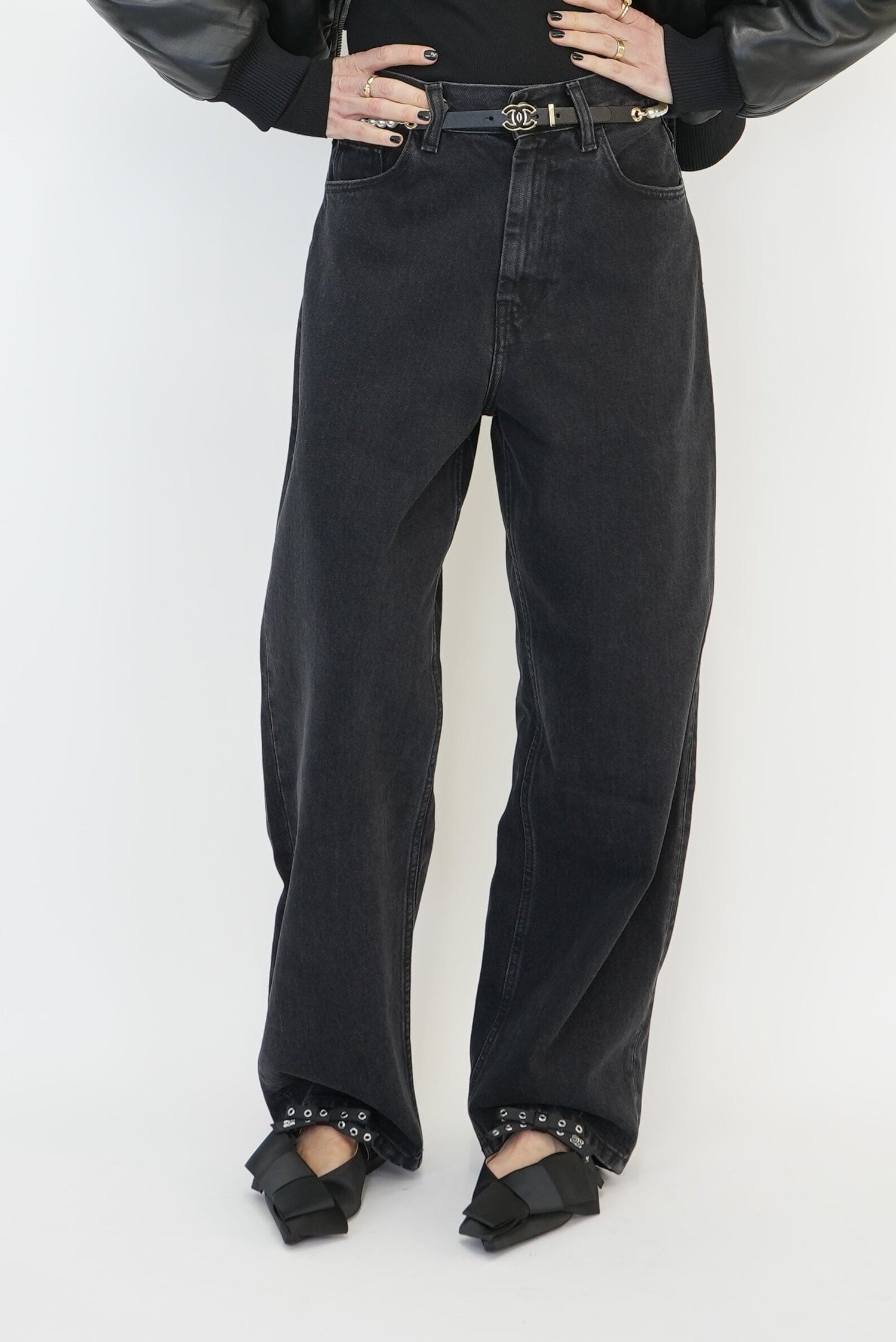 BRANDON PANT IN BLACK STONE WASHED JEANS CARHARTT 