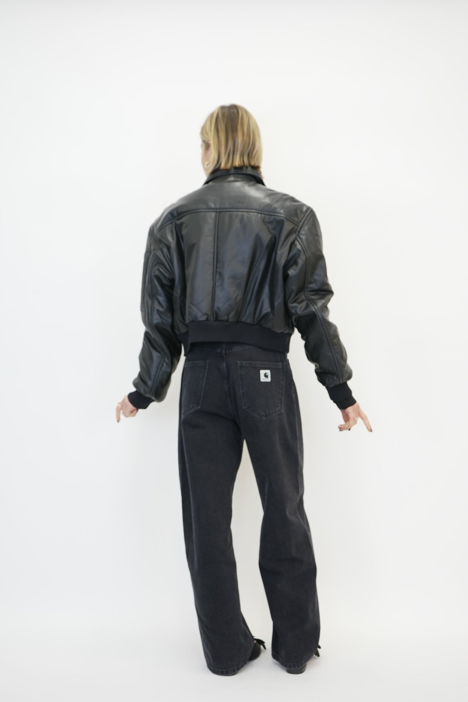 PAD LEATHER BOMBER JACKET OVAL SQUARE 