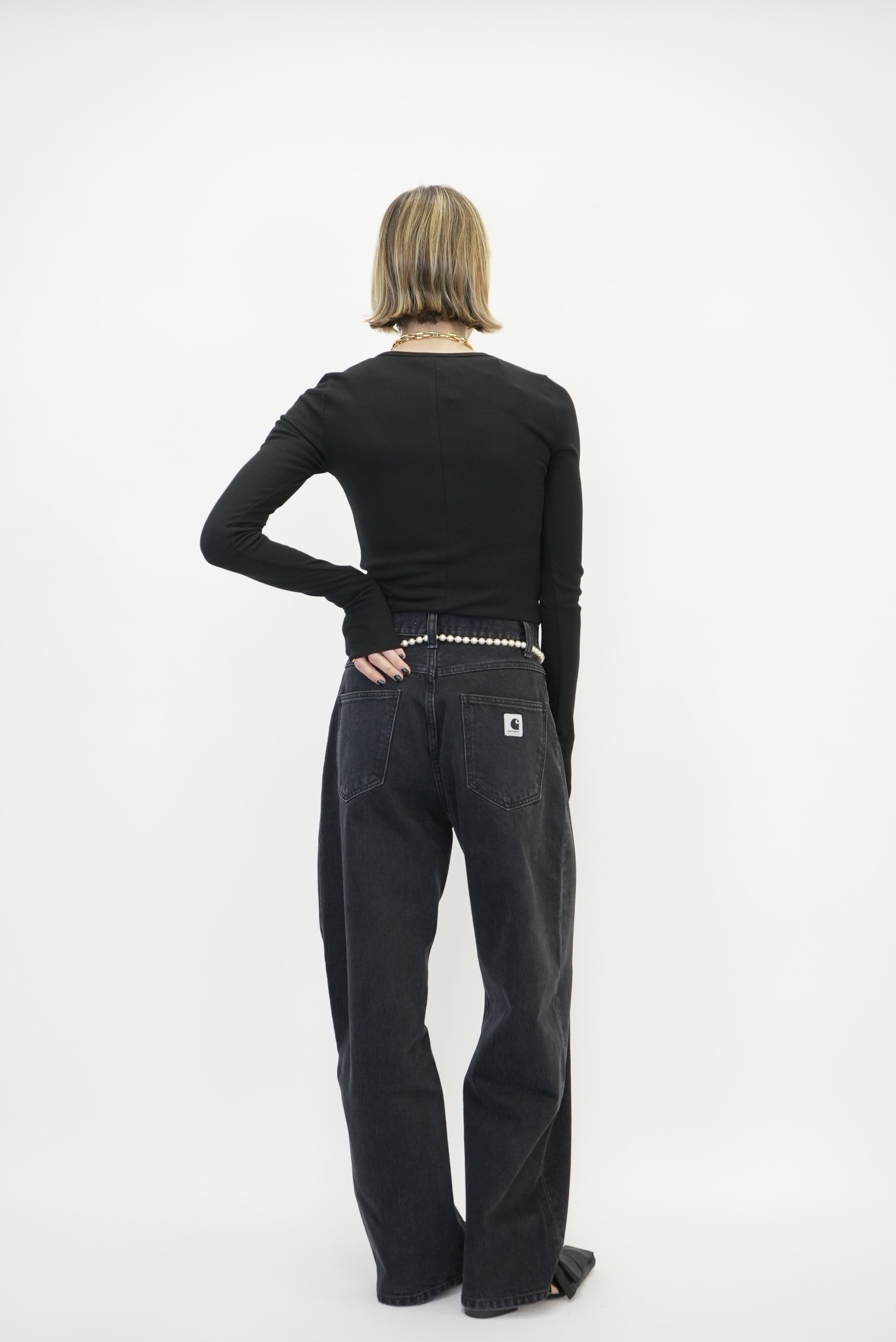 LONG SLEEVE FITTED TOP IN BLACK TOP ETERNE 