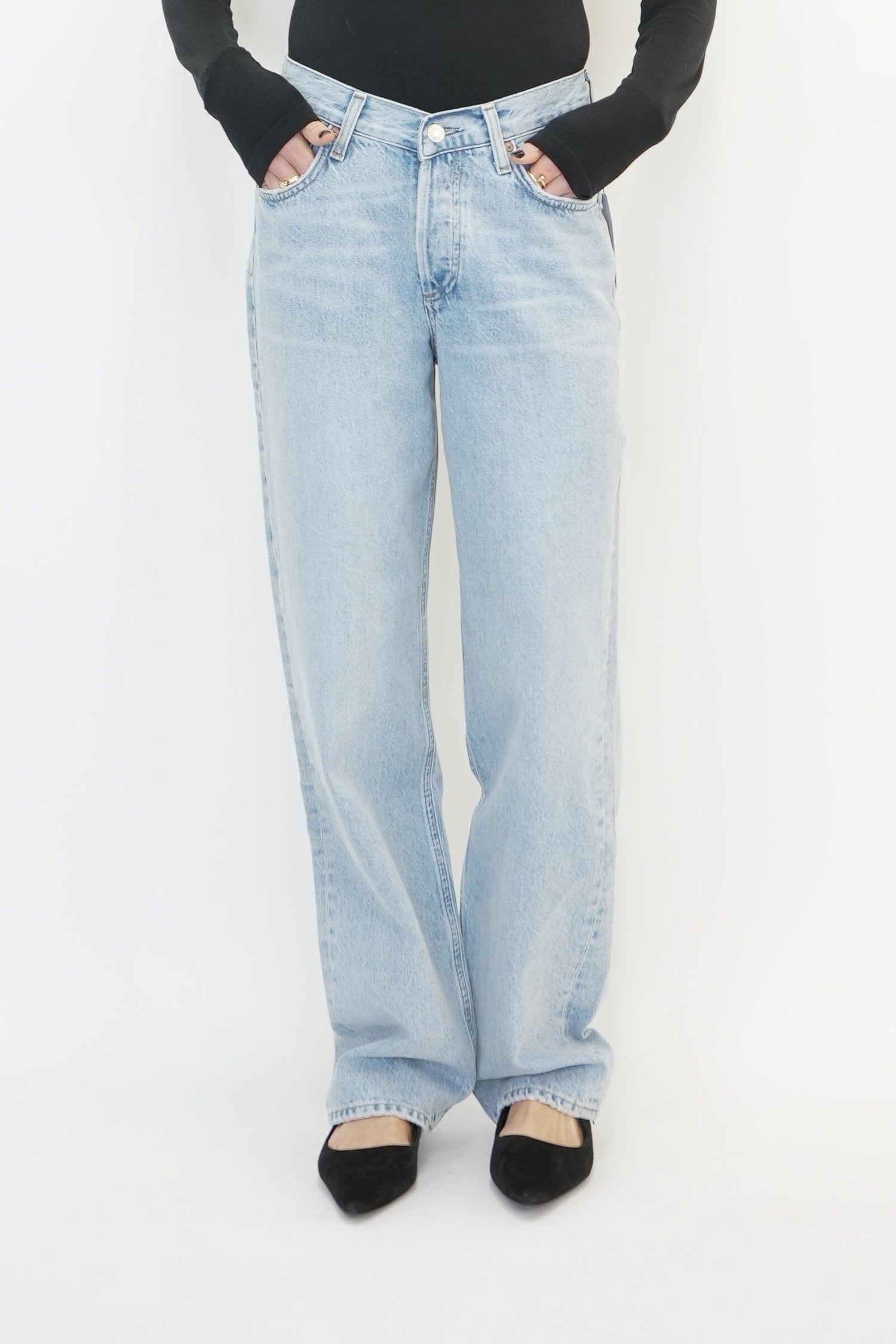 V WAIST BAGGY JEANS IN PREVAIL JEANS AGOLDE 