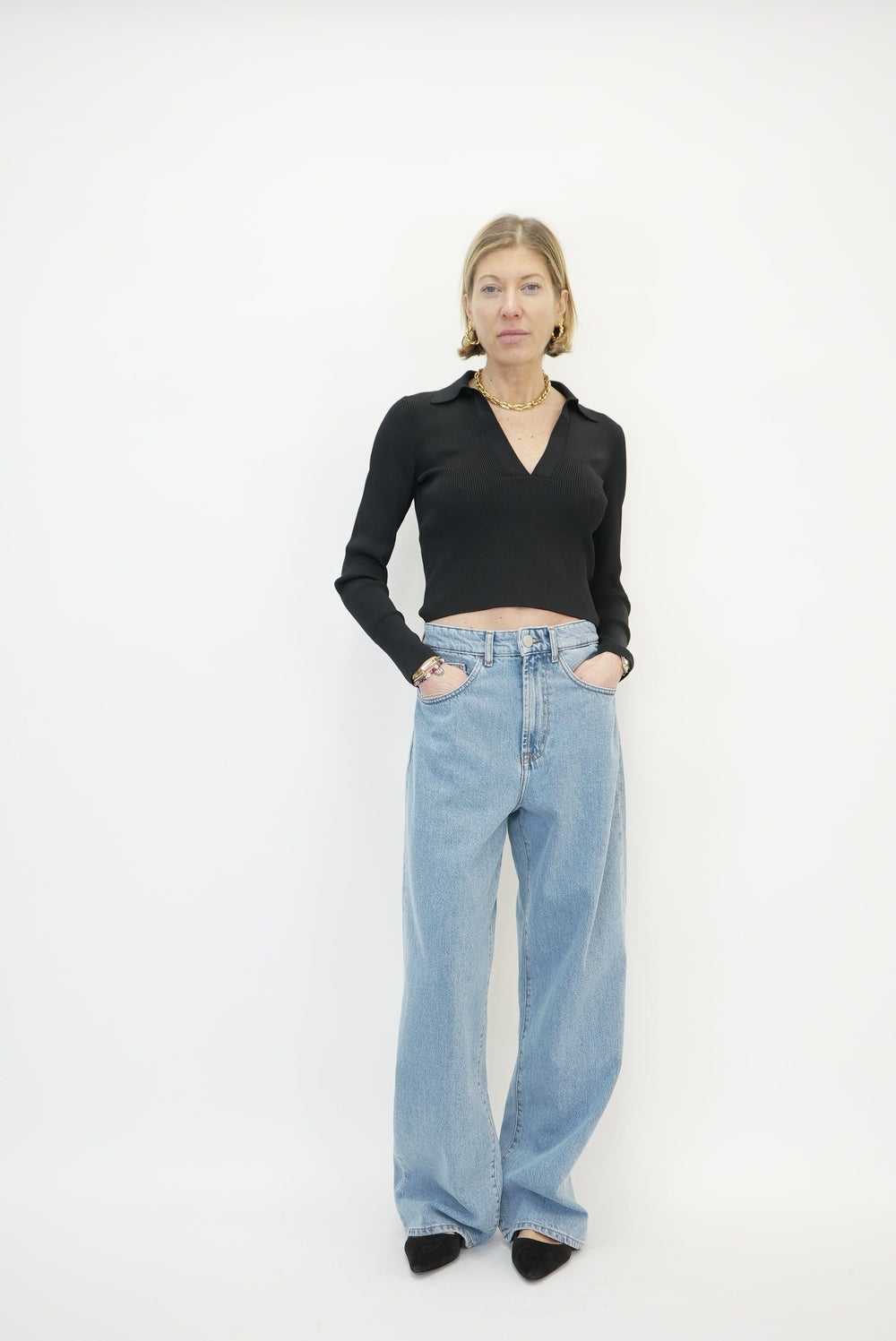 RELAXED WIDE LEG DENIM JEANS ROHE 