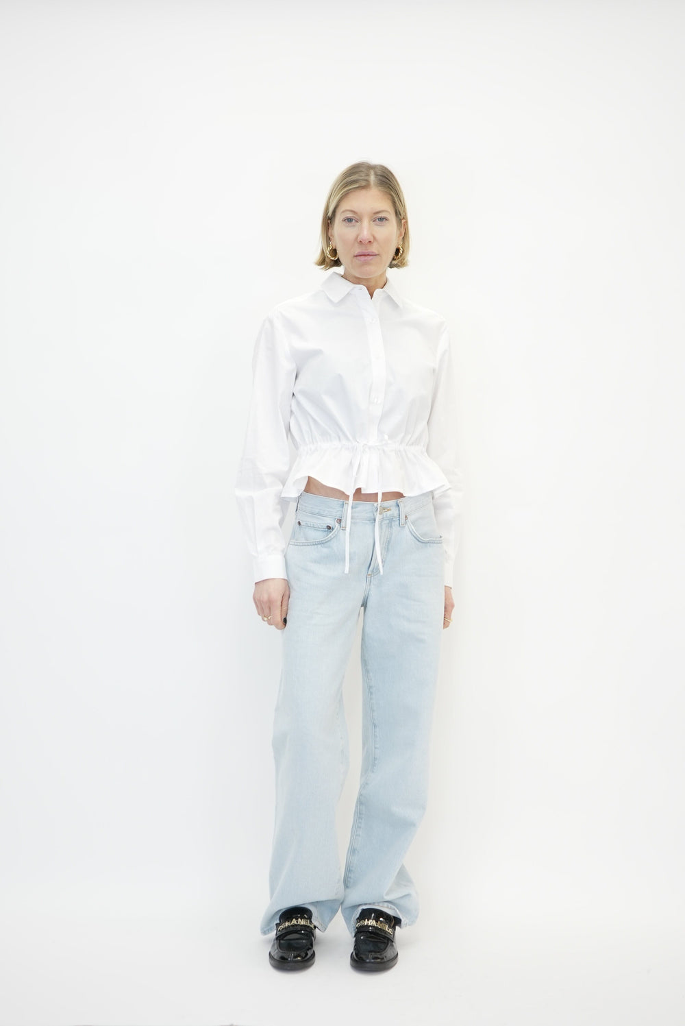 CLAIRE WAIST SHIRT IN WHITE SHIRT DESIGNER REMIX 