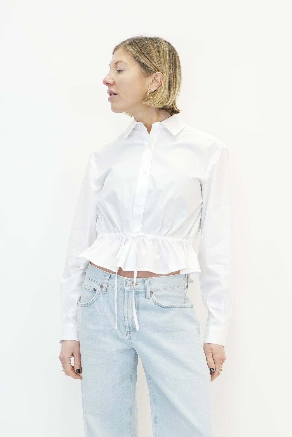 CLAIRE WAIST SHIRT IN WHITE SHIRT DESIGNER REMIX 