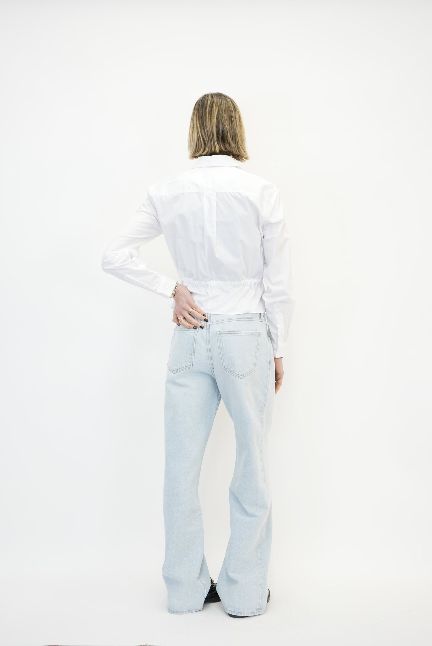 CLAIRE WAIST SHIRT IN WHITE SHIRT DESIGNER REMIX 