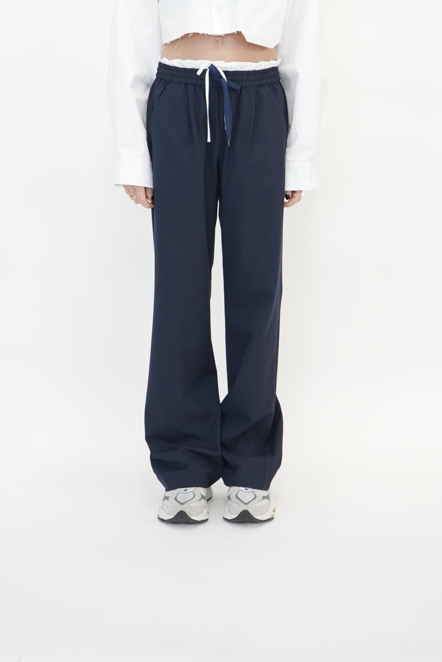 SCOTT DRAWSTRING CONTRAST PANTS IN DARK BLUE PANT DESIGNER REMIX 