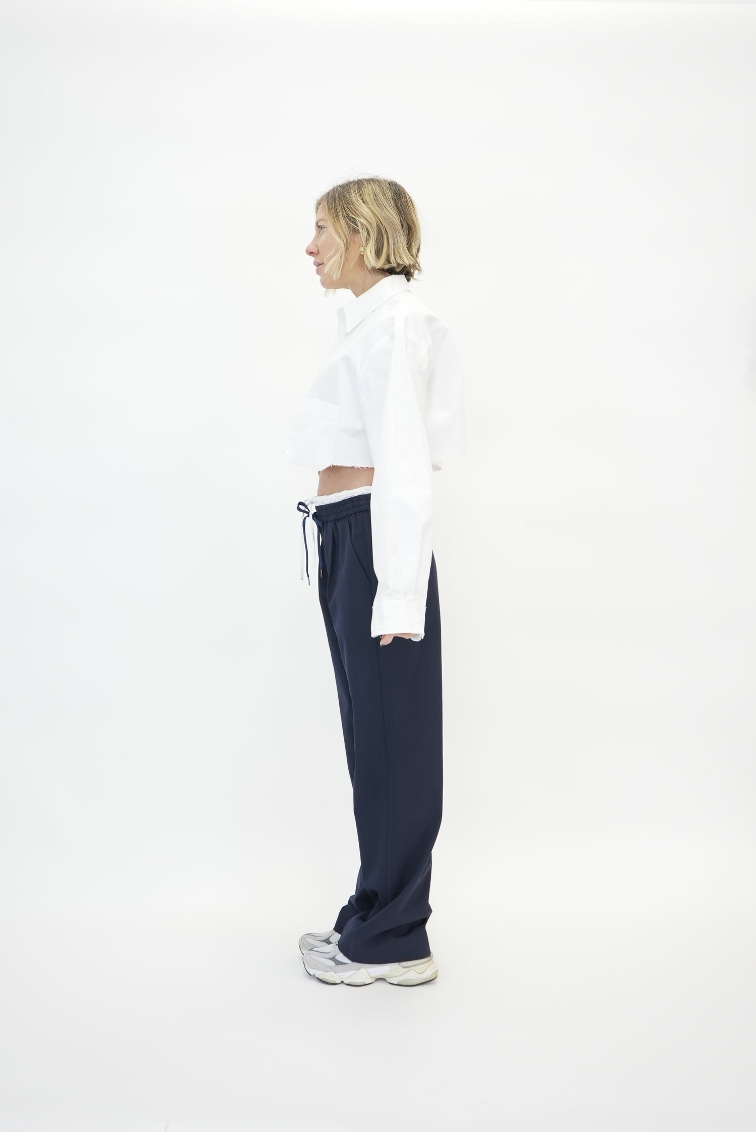 SCOTT DRAWSTRING CONTRAST PANTS IN DARK BLUE PANT DESIGNER REMIX 