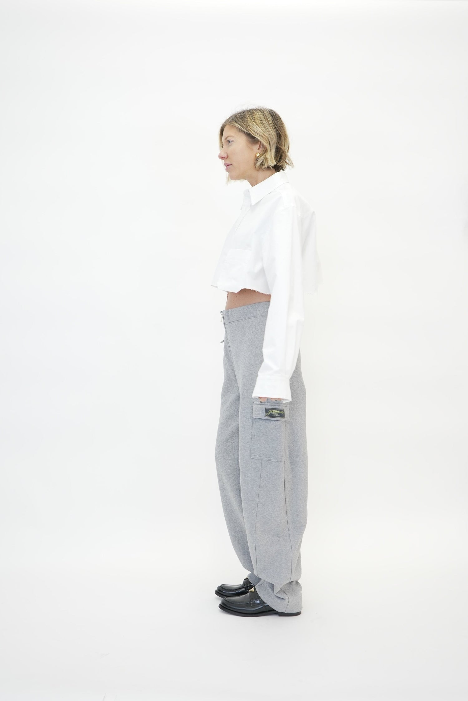 HEAVY TERRY CURVED PANTS PANTS GANNI 