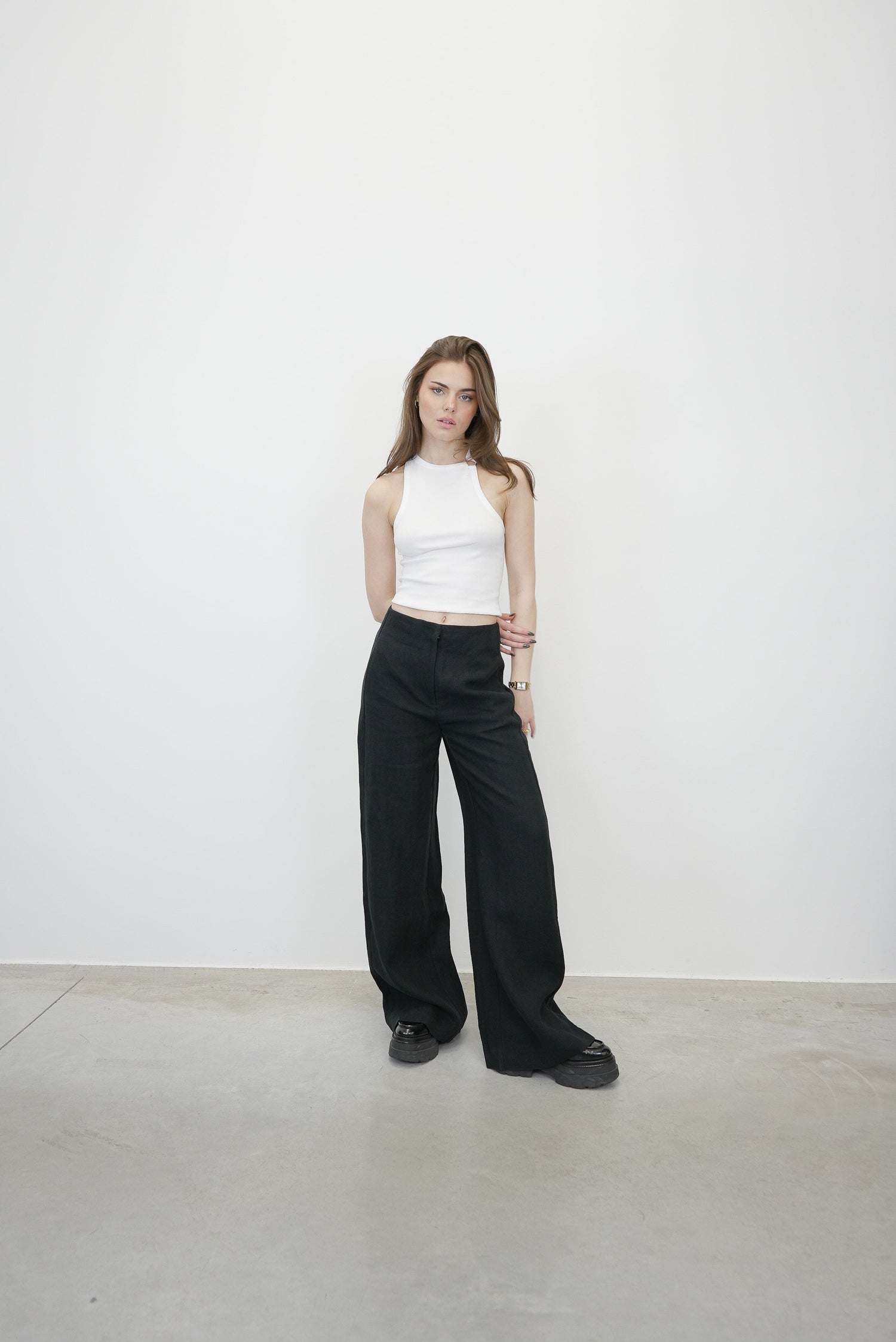 LINEN WIDE LEG PANTS PANTS ST AGNI 