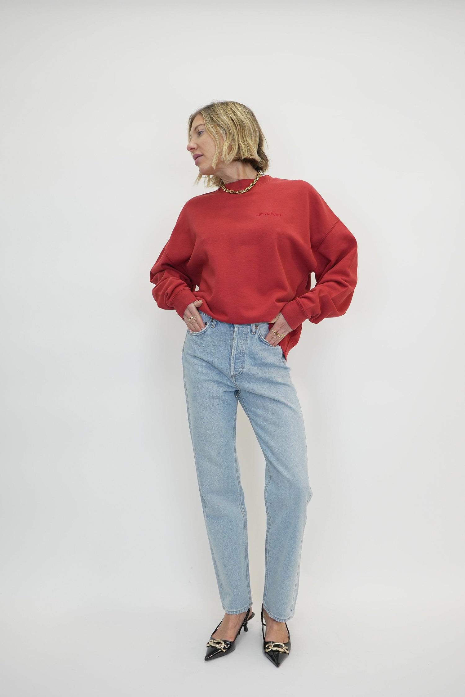 MILES SWEATSHIRT IN WASHED RED SWEATSHIRT ANINE BING 