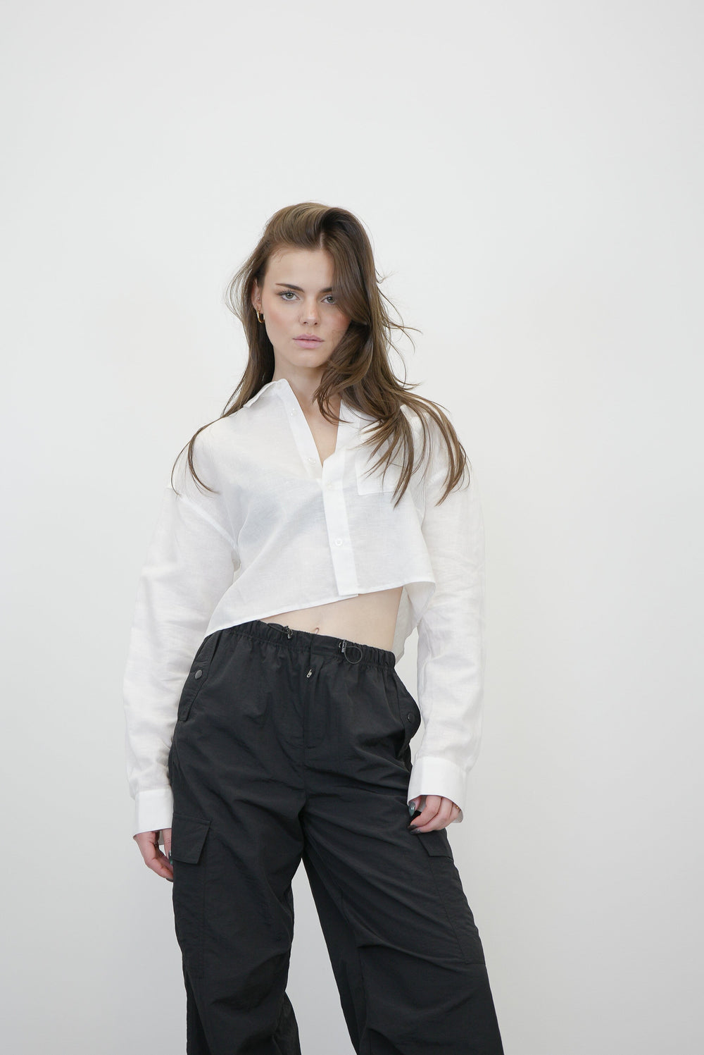 LEO CROPPED LINEN SHIRT SHIRT OVAL SQUARE 