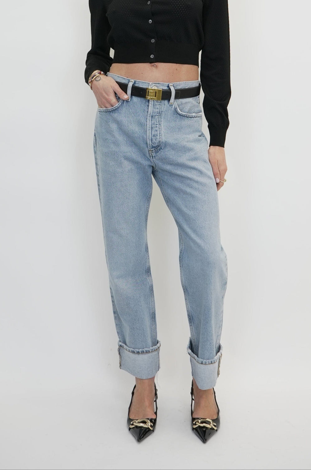 FRAN LOOSE FIT STRAIGHT LEG JEANS IN FORCE JEANS AGOLDE 