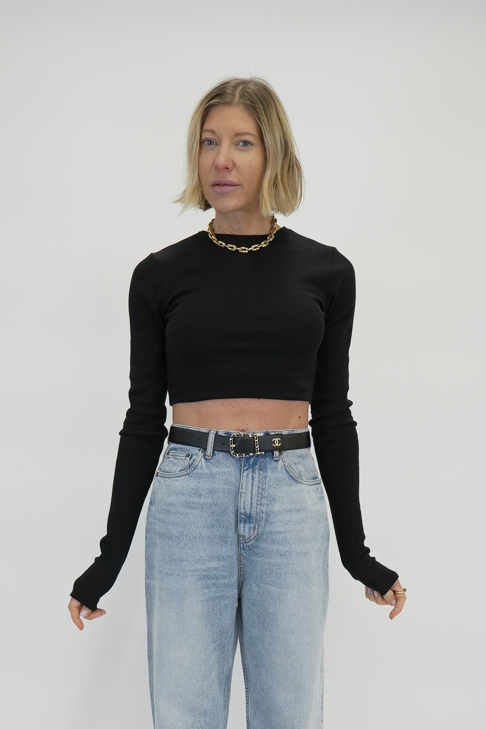 LEONIE CROPPED LIGHT KNIT BLOUSE KURE 