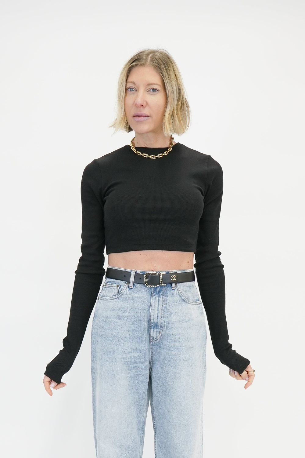 LEONIE CROPPED LIGHT KNIT BLOUSE KURE 