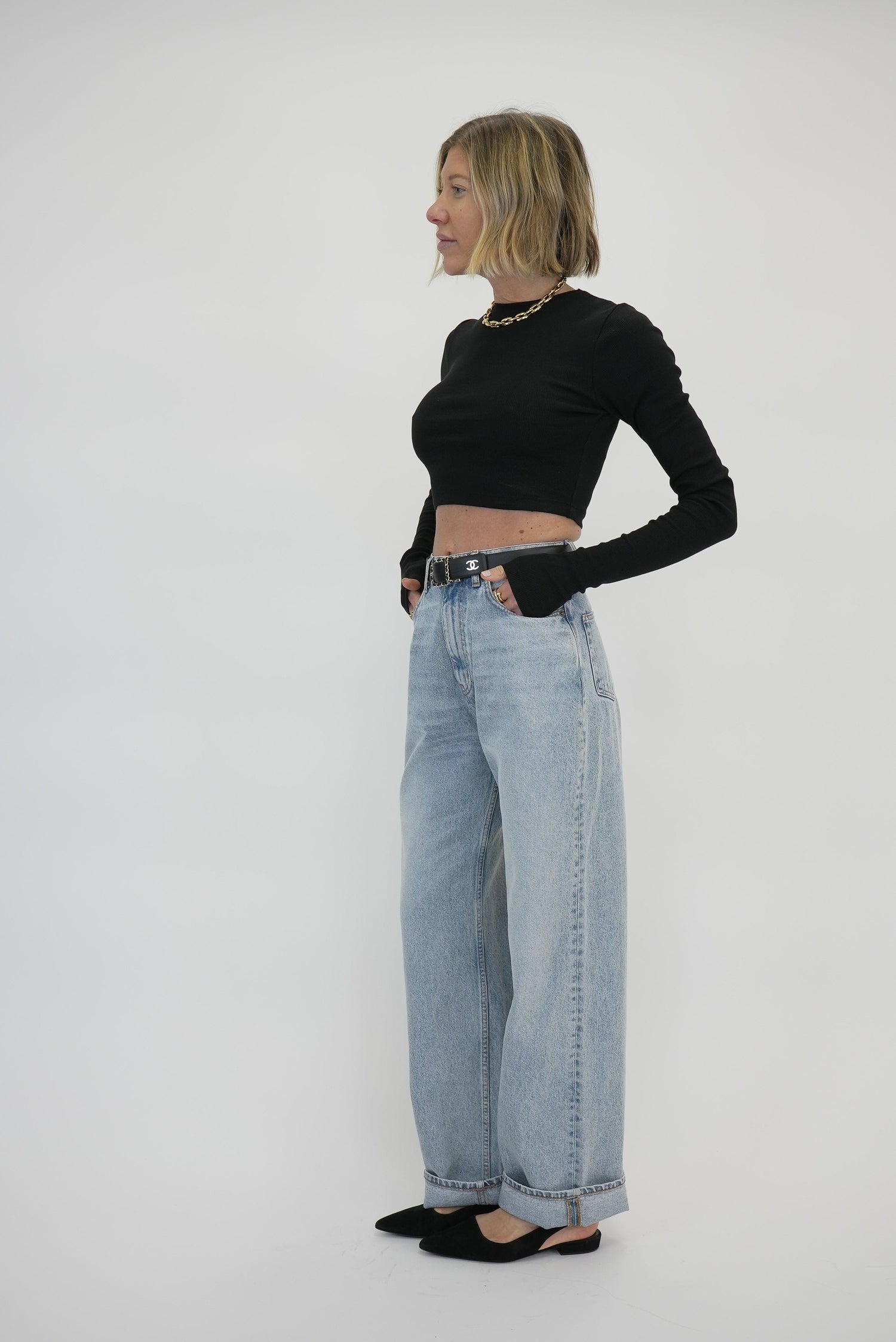 LEONIE CROPPED LIGHT KNIT BLOUSE KURE 