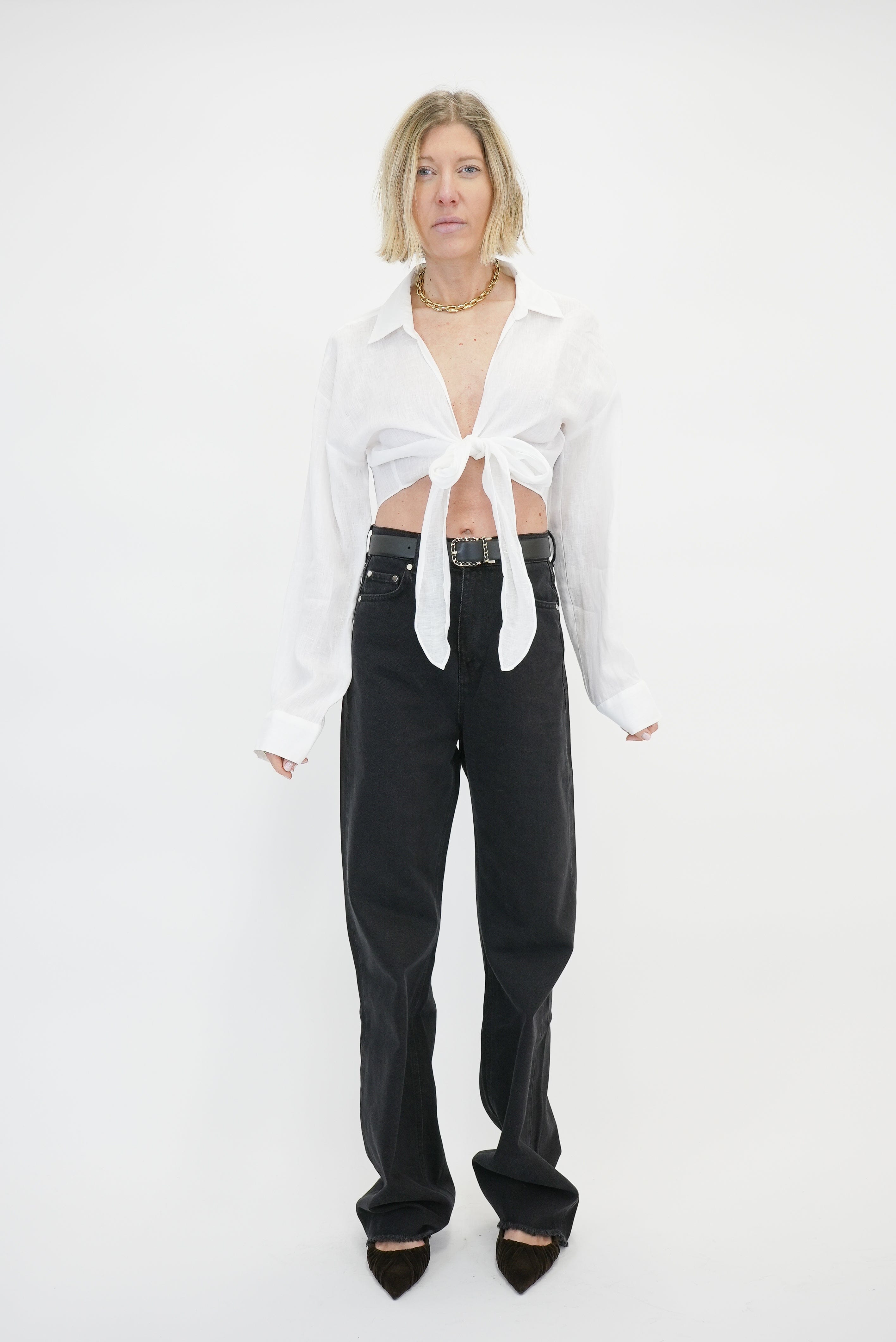 SOVO WRAP LINEN SHIRT SHIRT KURE 