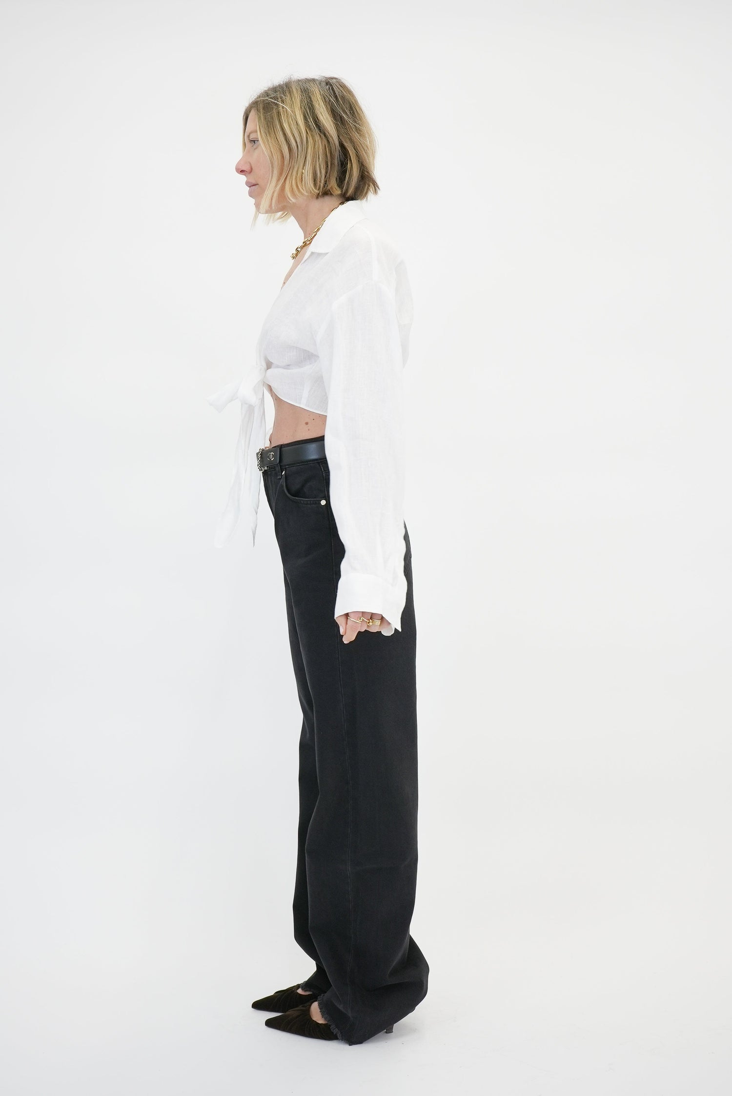 SOVO WRAP LINEN SHIRT SHIRT KURE 