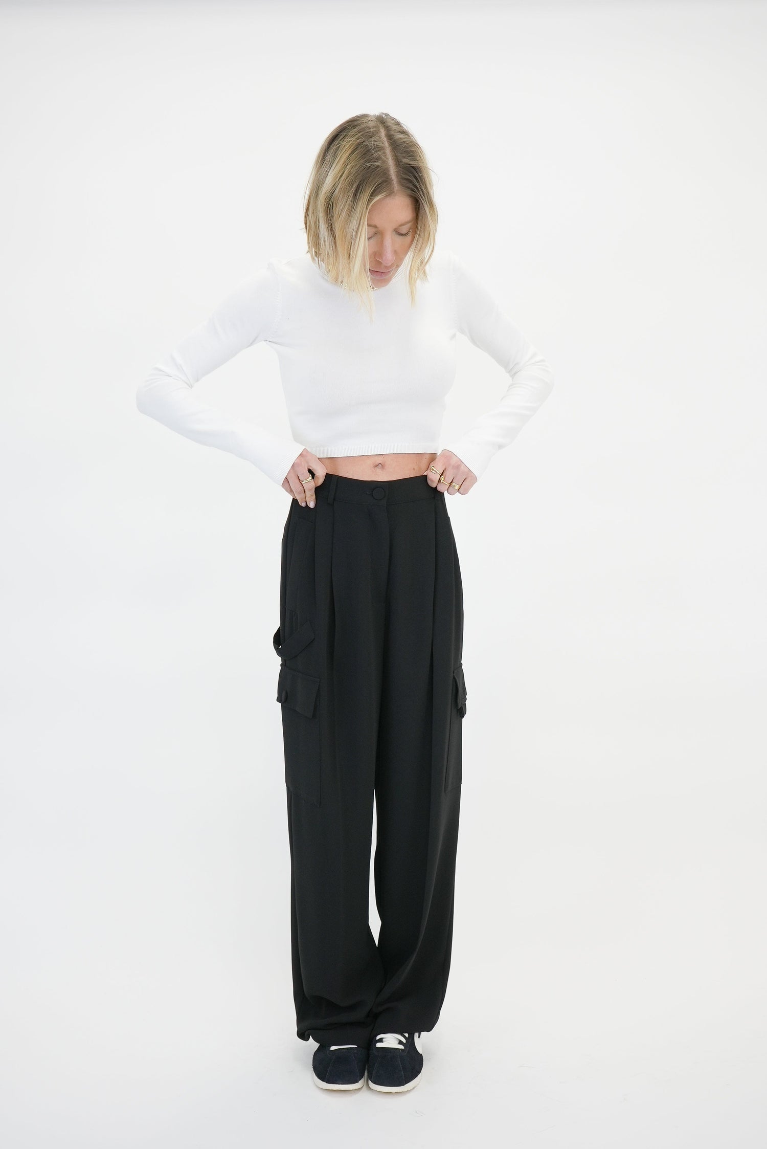 HAYTA CROPPED KNIT IN ECRU SWEATER KURE 