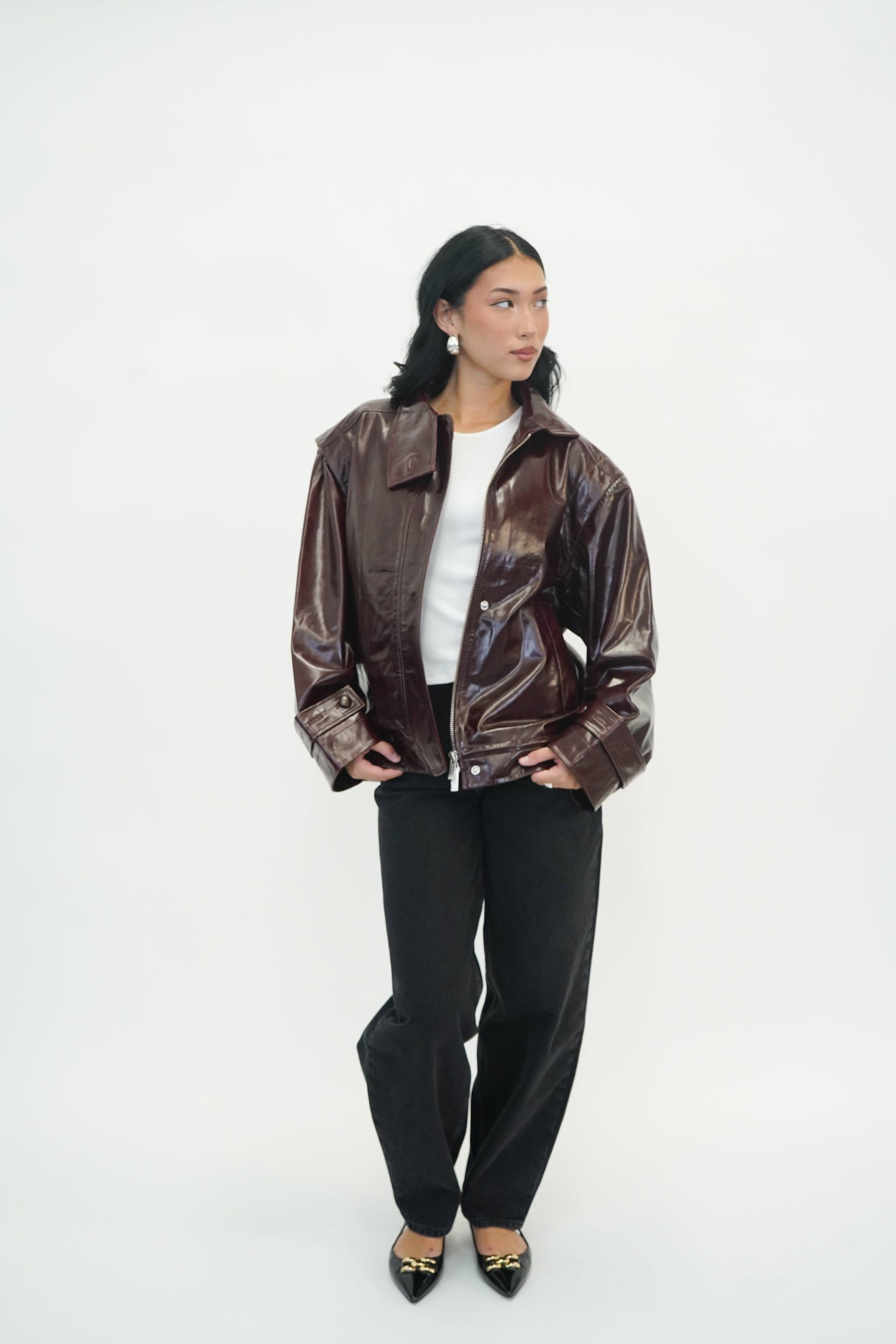 OVERSIZE LEATHER JACKET ZINFANDEL JACKET REMAIN 