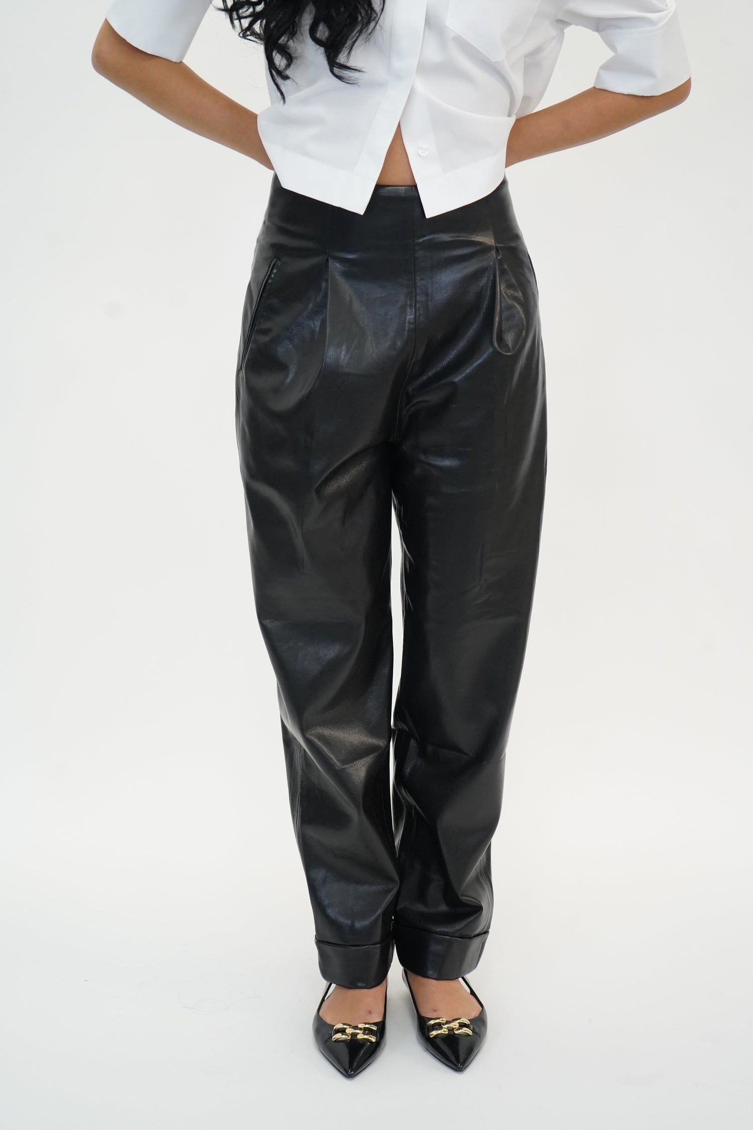 YOLENE HIGH WAISTED PANTS IN BLACK PANTS THE ANDAMANE 
