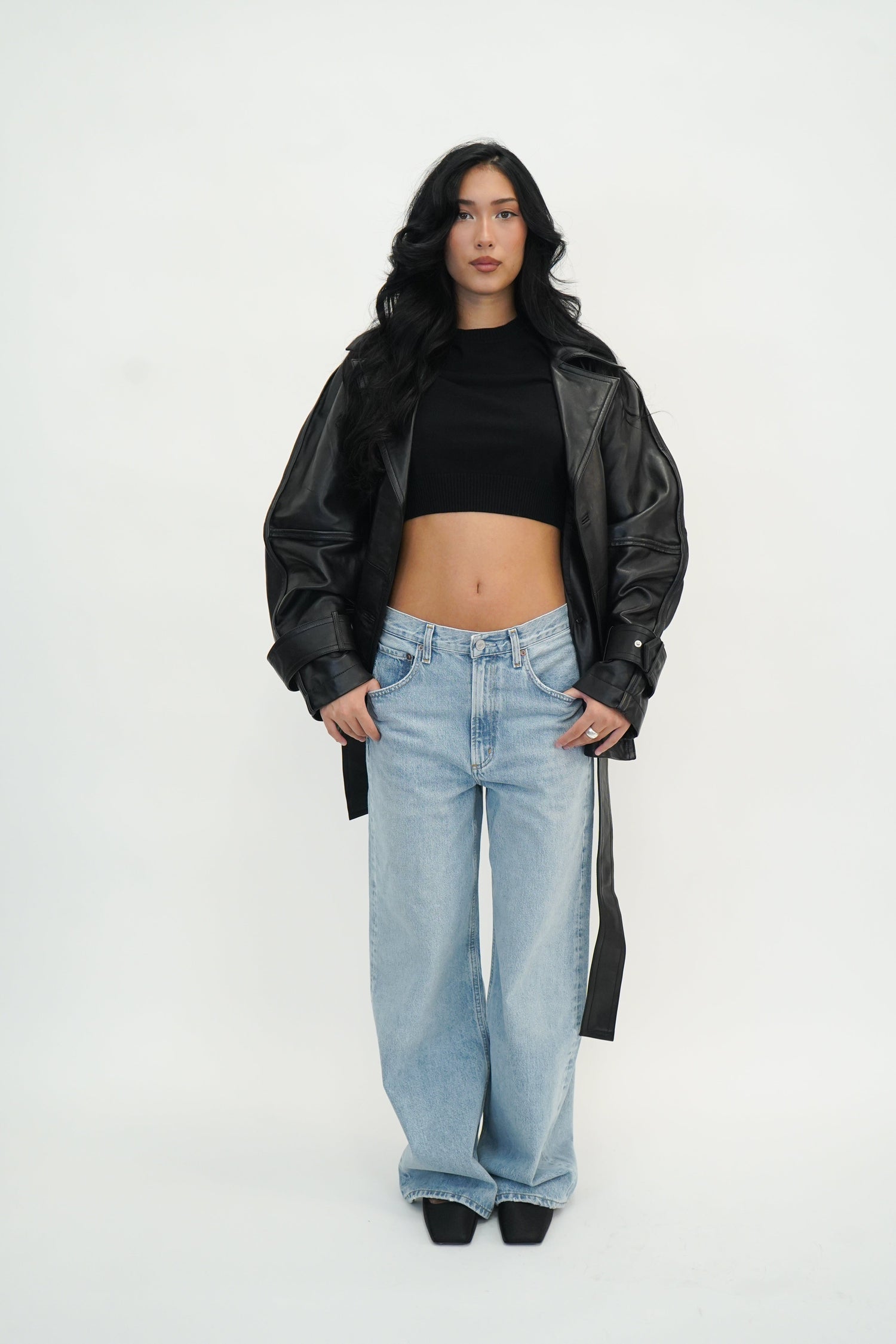 SCULPTURAL LEATHER JACKET IN BLACK JACKET ROHE 