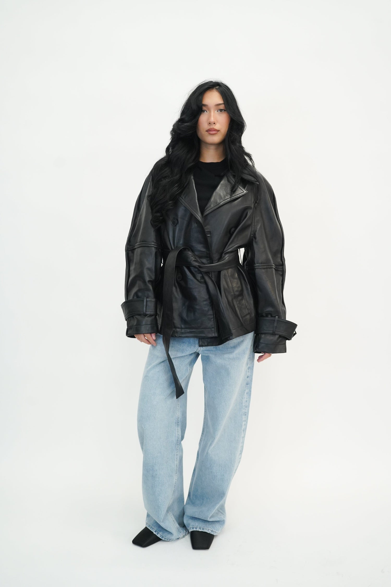 SCULPTURAL LEATHER JACKET IN BLACK JACKET ROHE 