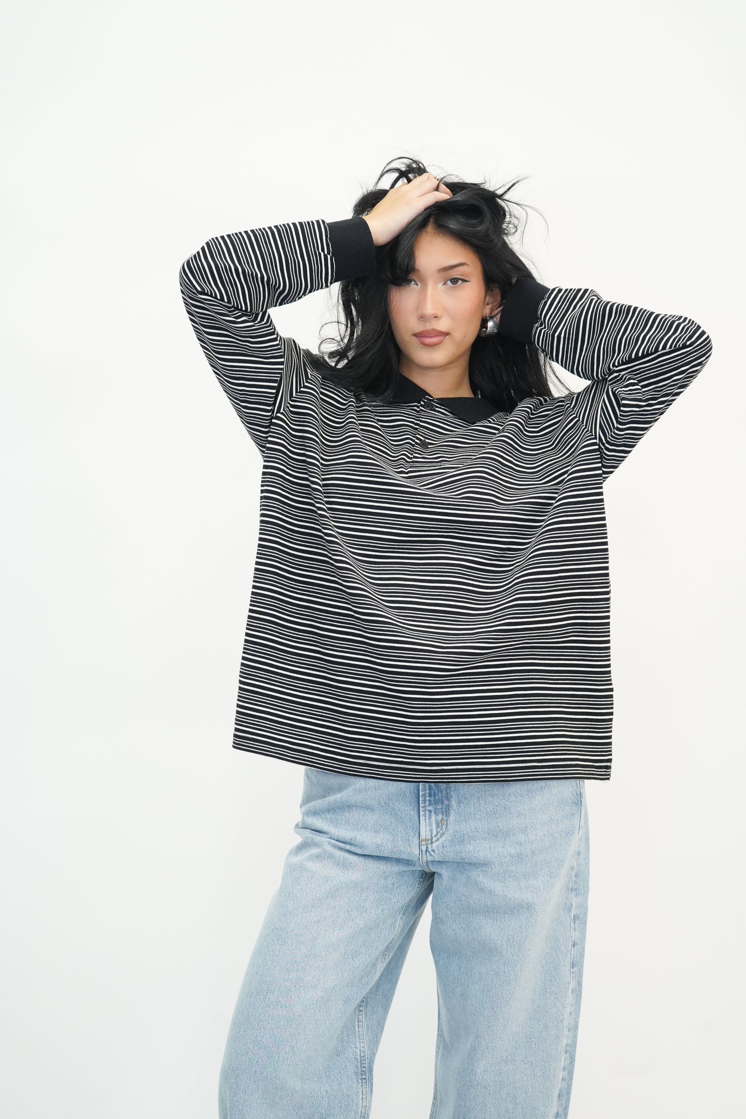 STEFFI OVERSIZED POLO BLACK POLO OVAL SQUARE 