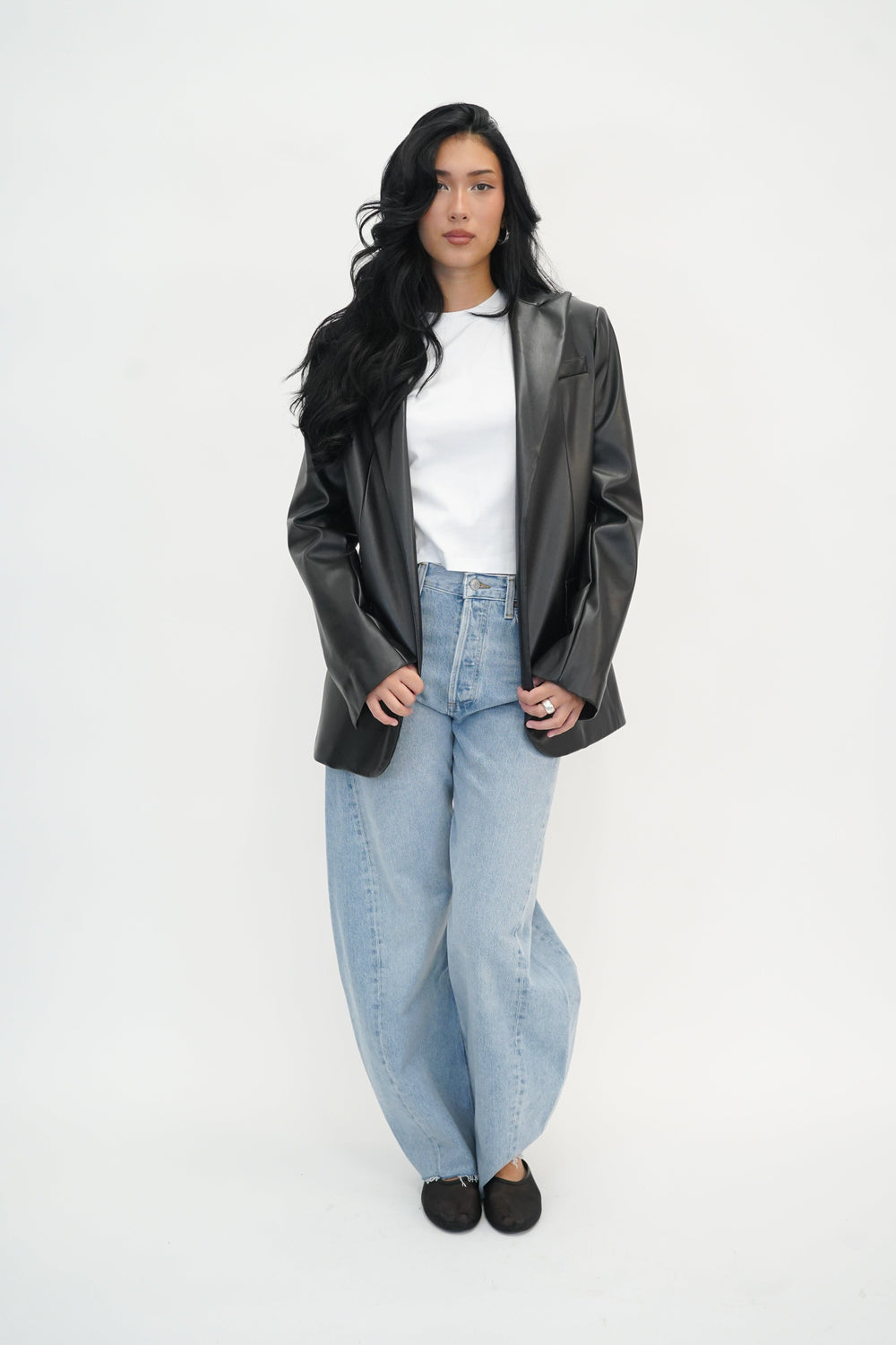 OVERSIZED LEATHER BLAZER BLAZER NUDE 
