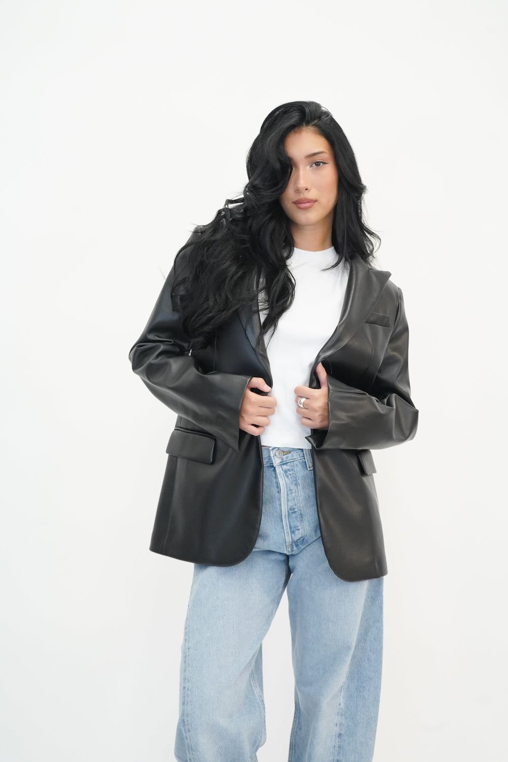 OVERSIZED LEATHER BLAZER BLAZER NUDE 