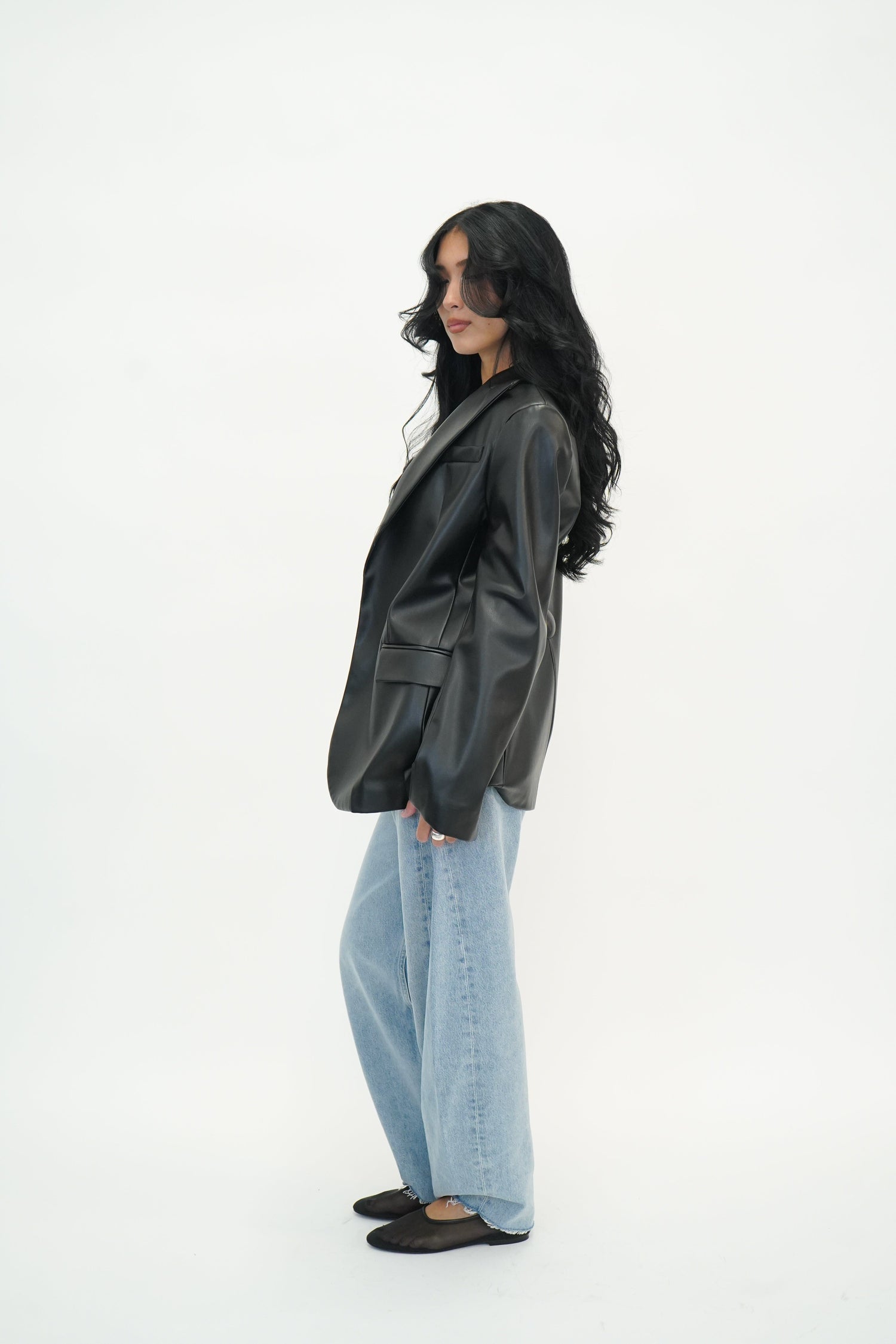 OVERSIZED LEATHER BLAZER BLAZER NUDE 